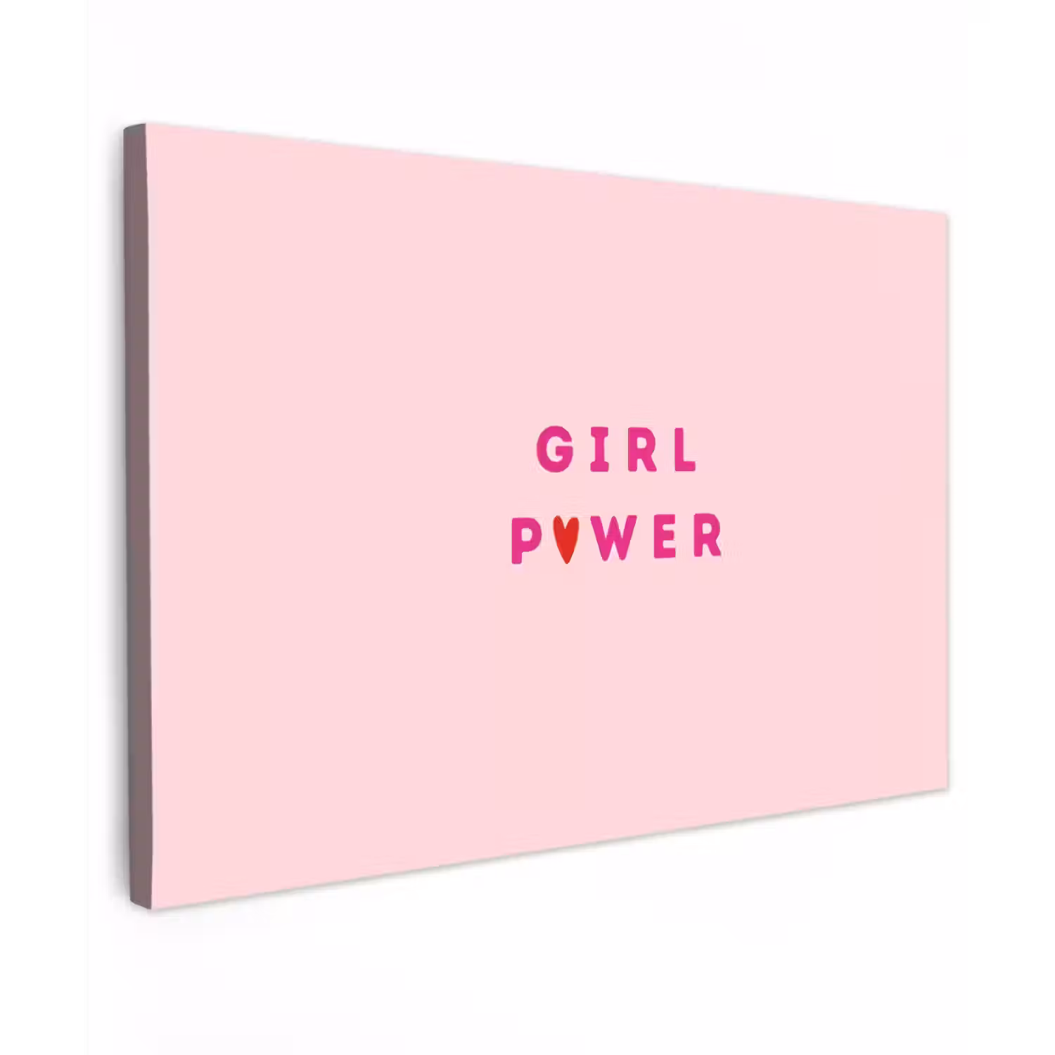 Girl power - Roze - Hartje Tuinposter op houten frame 2 cm dik klein -3d