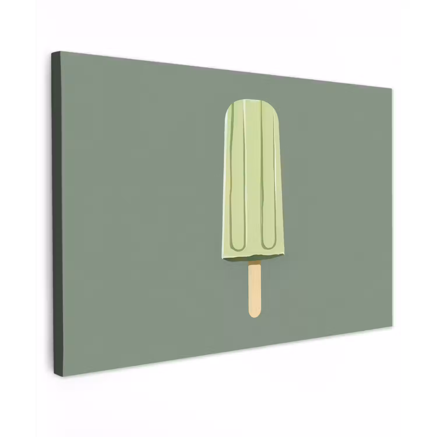 Groen - Waterijsje - Stokje - Illustratie Tuinposter op houten frame 2 cm dik klein -3d