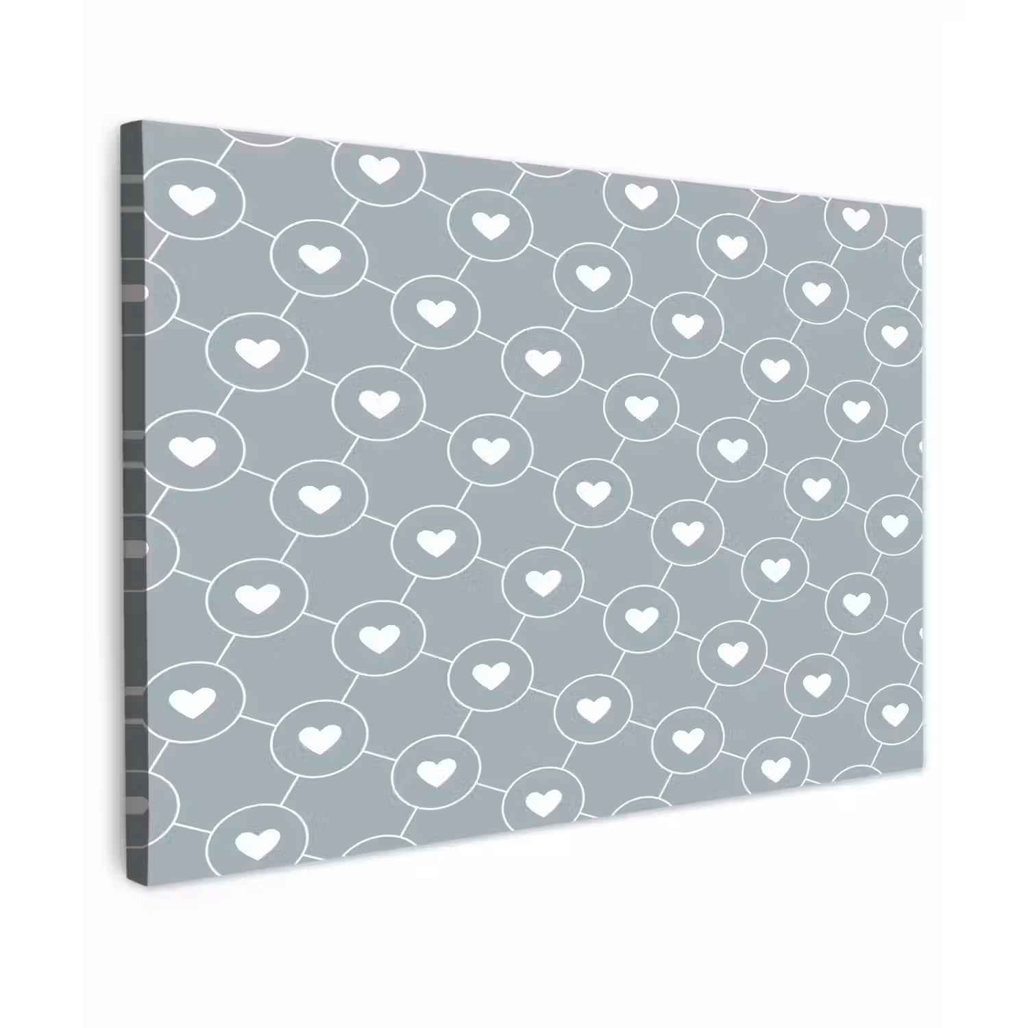 Hartjes - Wit - Rond - Patroon Tuinposter op houten frame 2 cm dik klein 845 -3d