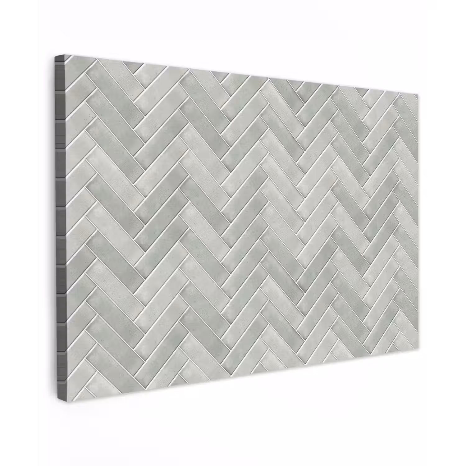 Visgraat - Wandtegel - Grijs Tuinposter op houten frame 2 cm dik klein 845 -3d