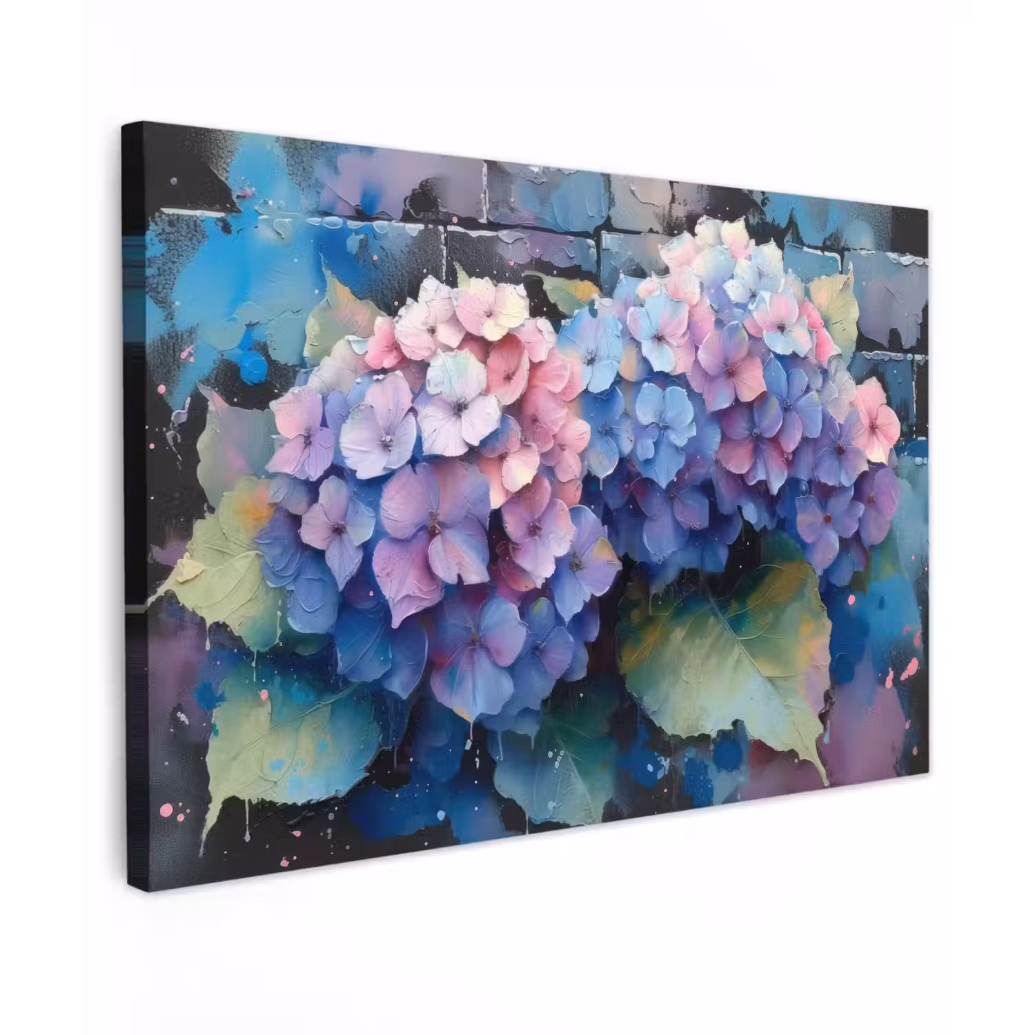 Hortensia's in Pastelkleuren Tuinposter op houten frame 2 cm dik klein -3d