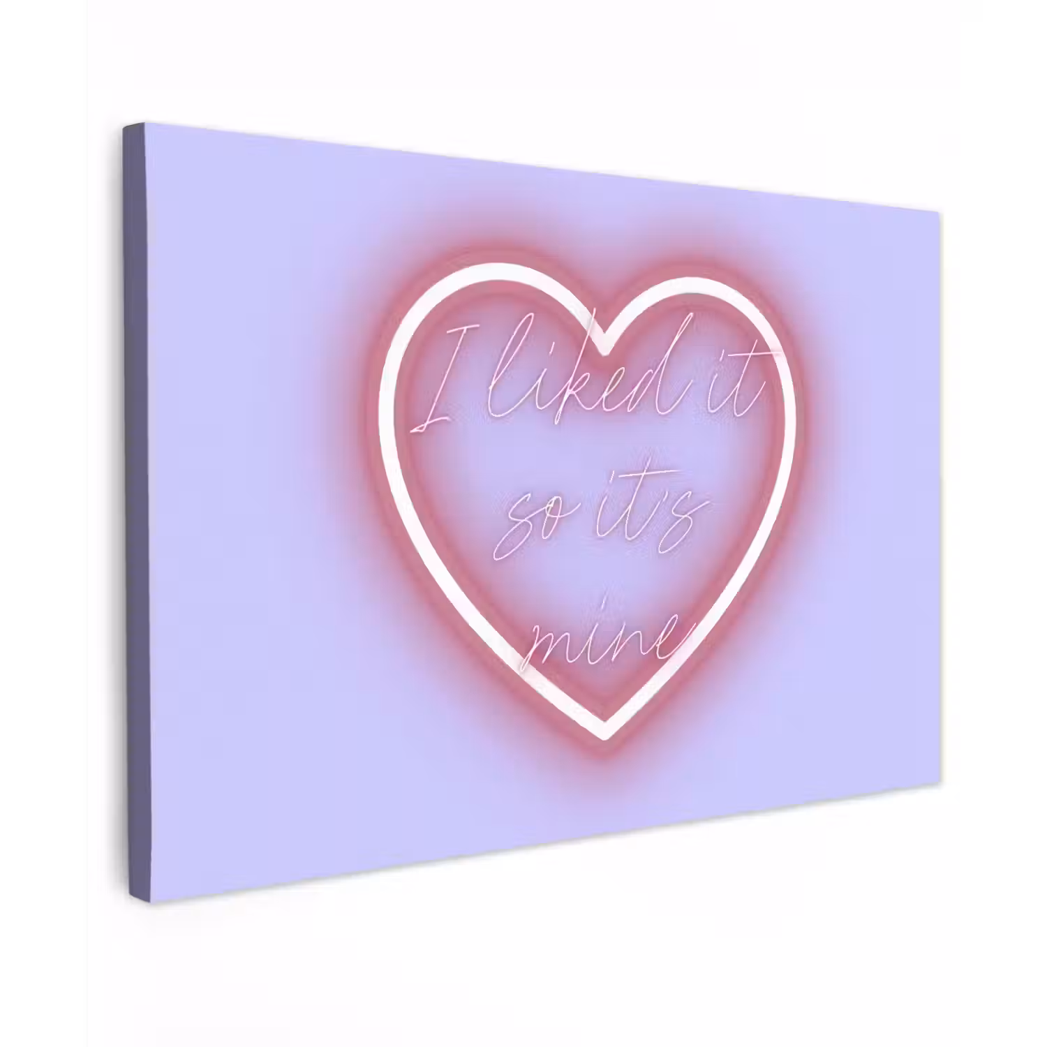 I liked it so it's mine - Neon hart - Paars Tuinposter op houten frame 2 cm dik klein -3d
