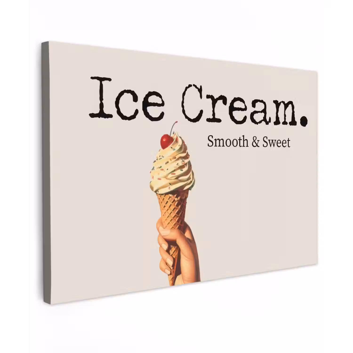Ice cream - Softijs - Kleurrijk - Kers Tuinposter op houten frame 2 cm dik klein -3d