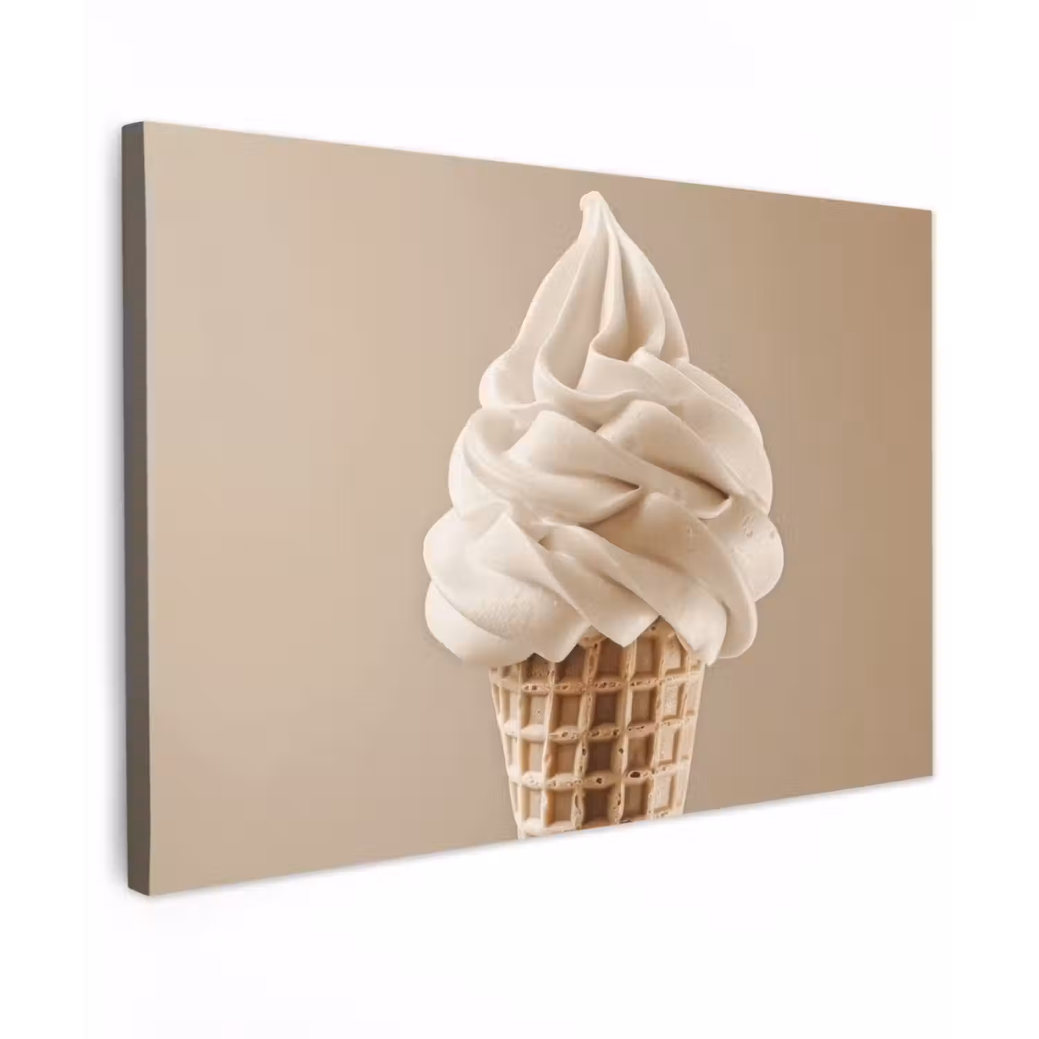 IJs - Softijs - Romig - Hoorntje - Beige Tuinposter op houten frame 2 cm dik klein -3d