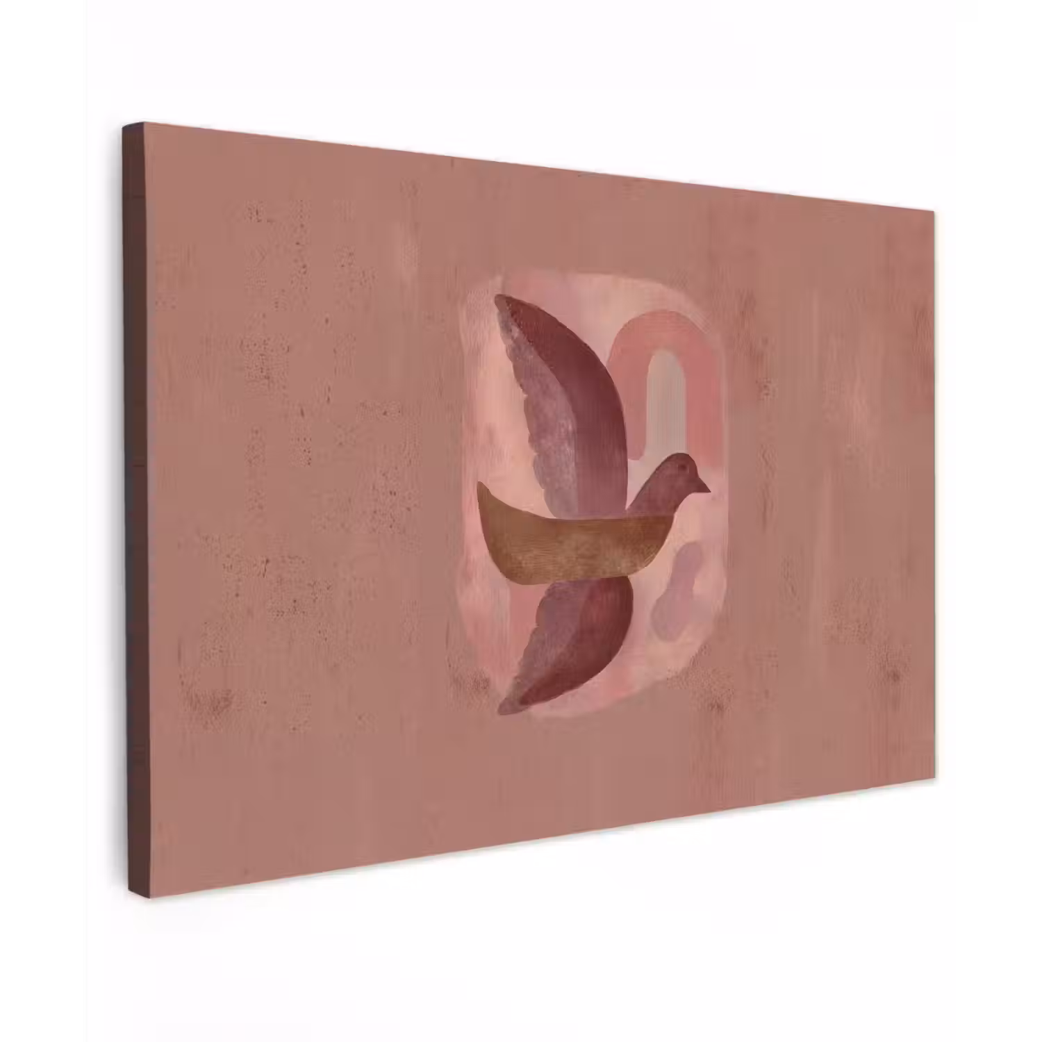 Illustratie - Vogels - Abstract - Roze Tuinposter op houten frame 2 cm dik klein -3d