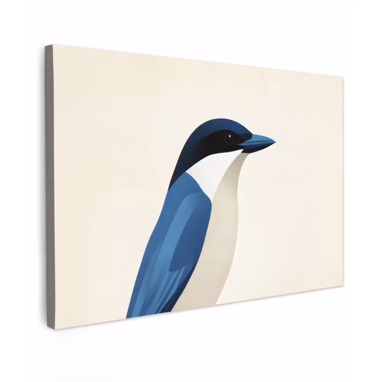 Illustratie - Blauw - Vogel Tuinposter op houten frame 2 cm dik klein -3d
