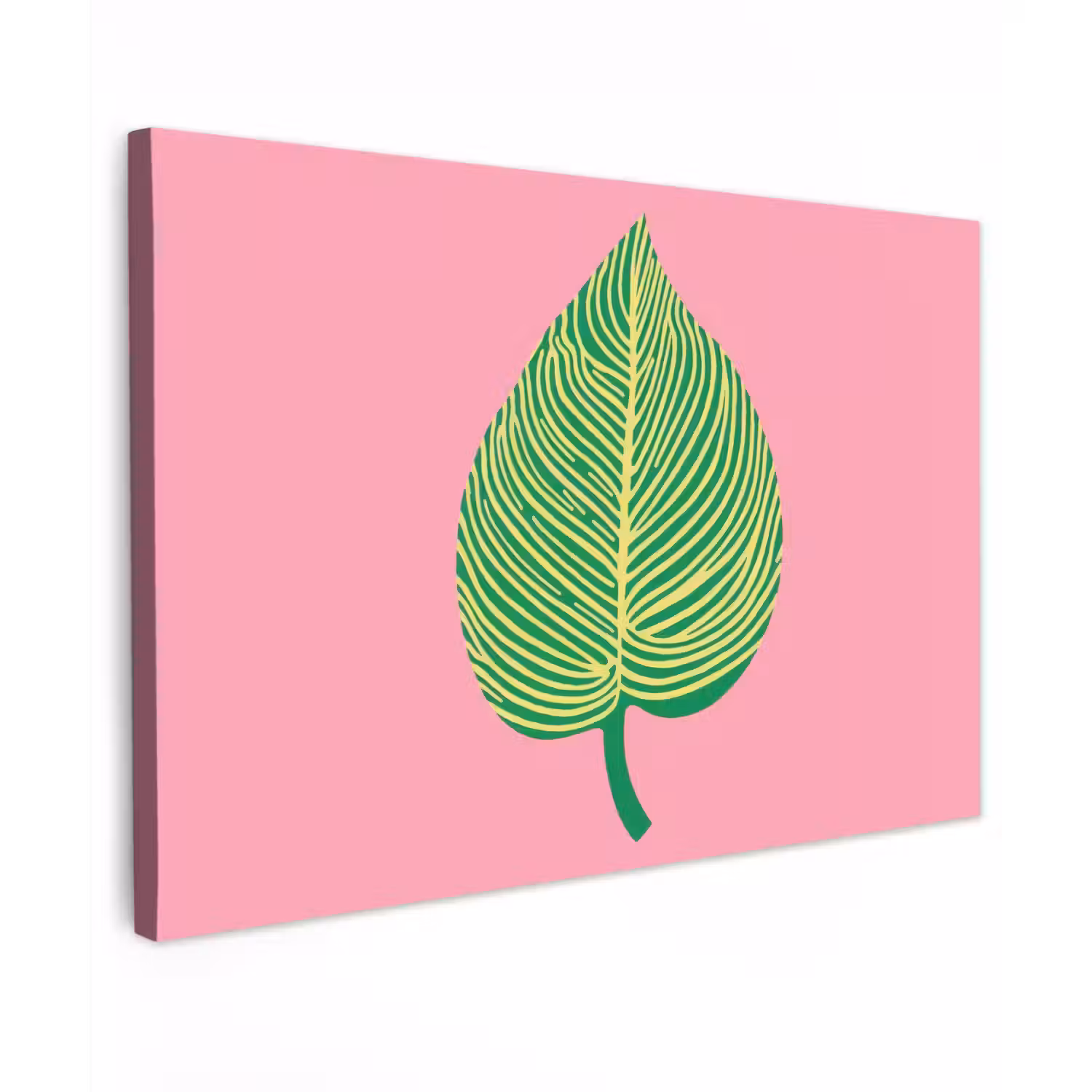 Illustratie - Blad - Minimalistisch - Groen Tuinposter op houten frame 2 cm dik klein -3d