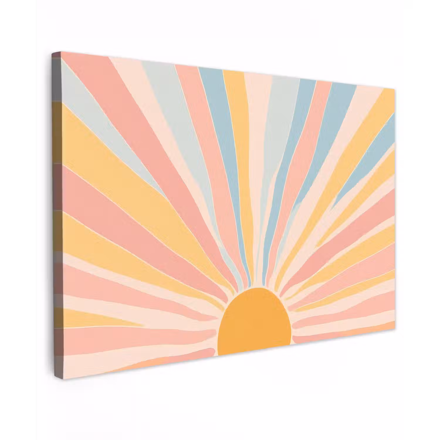 Illustratie - Zon - Pastelkleuren Tuinposter op houten frame 2 cm dik klein -3d