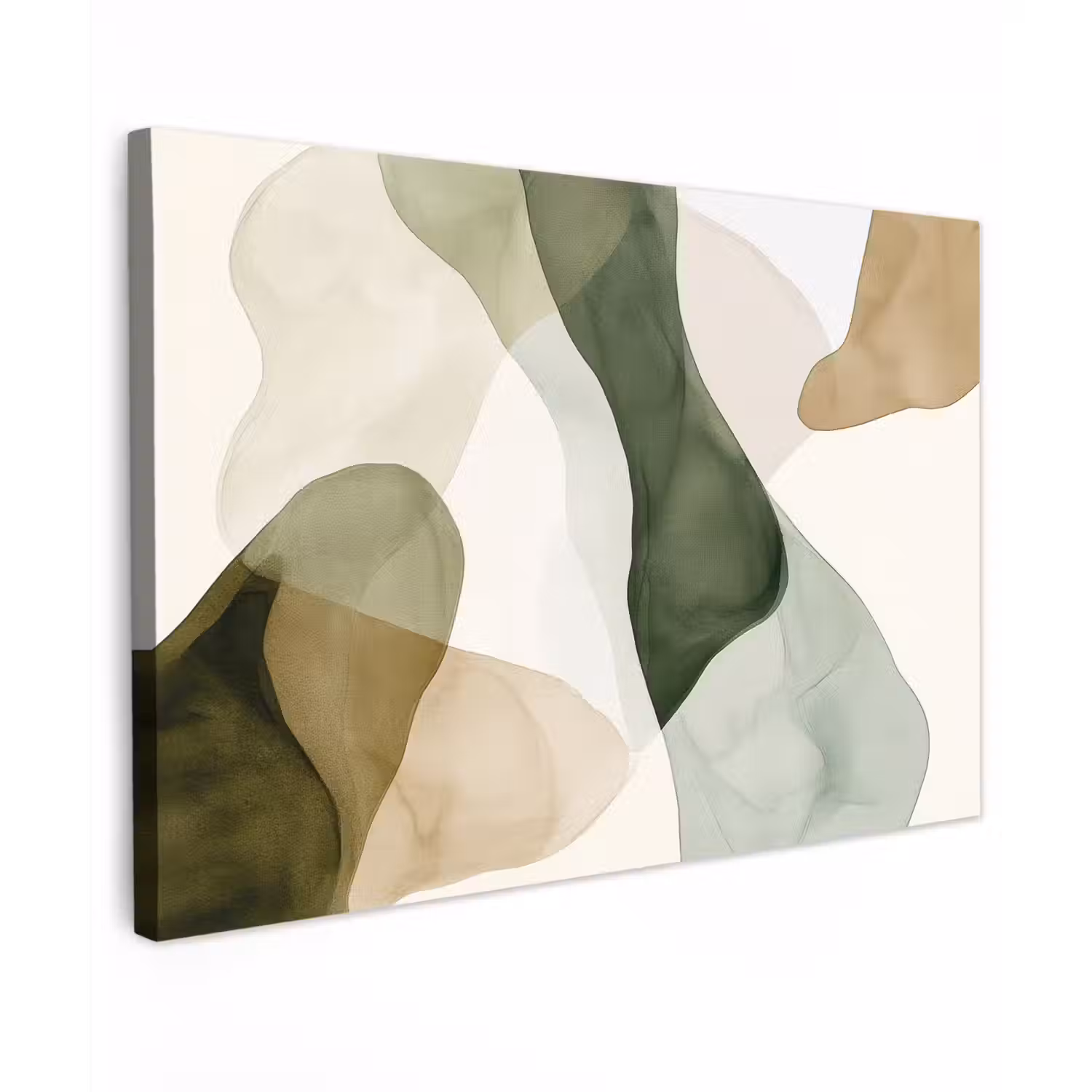 Japandi - Abstract - Groen Tuinposter op houten frame 2 cm dik klein -3d