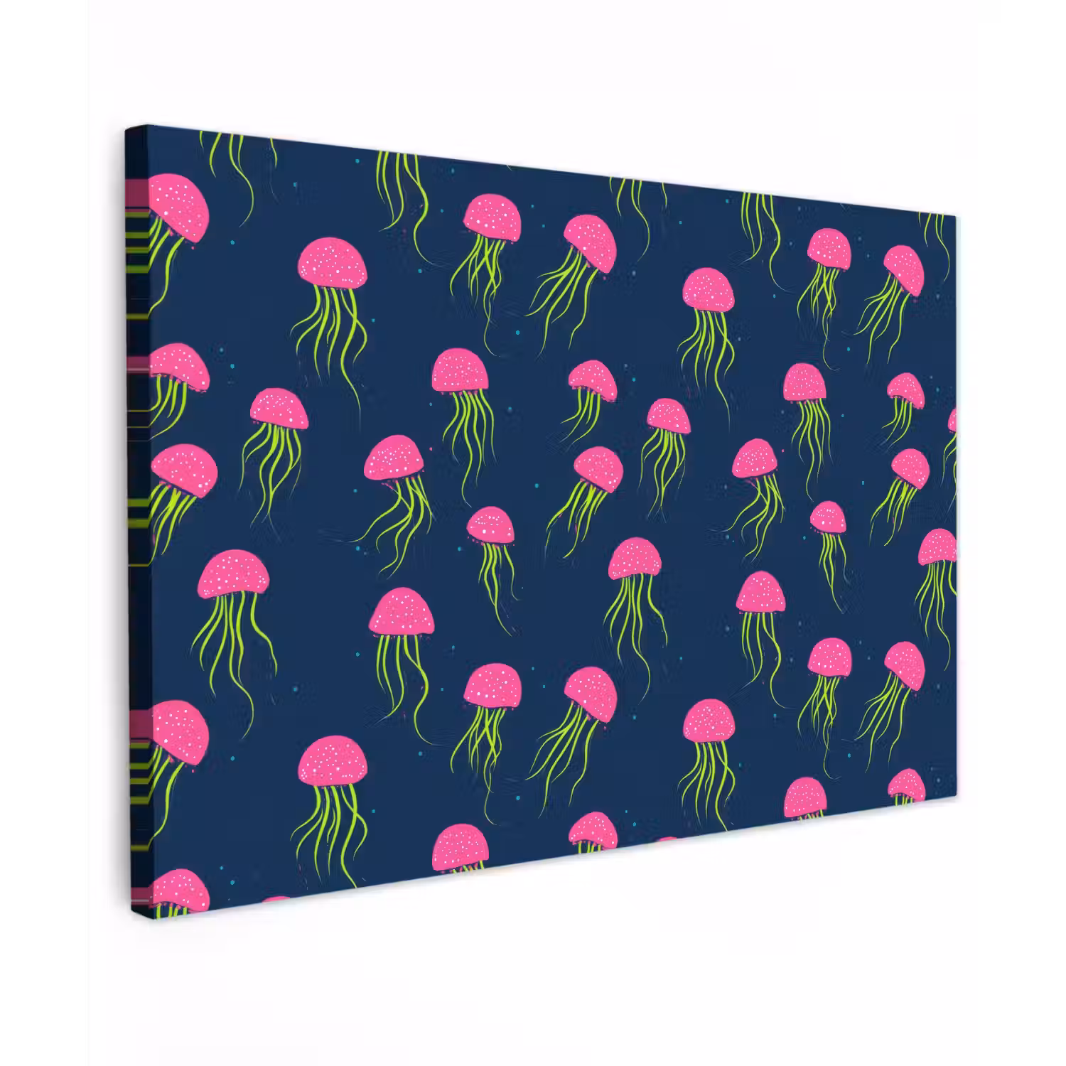 Kwallen - Diepzee - Neon Tuinposter op houten frame 2 cm dik klein 845 -3d