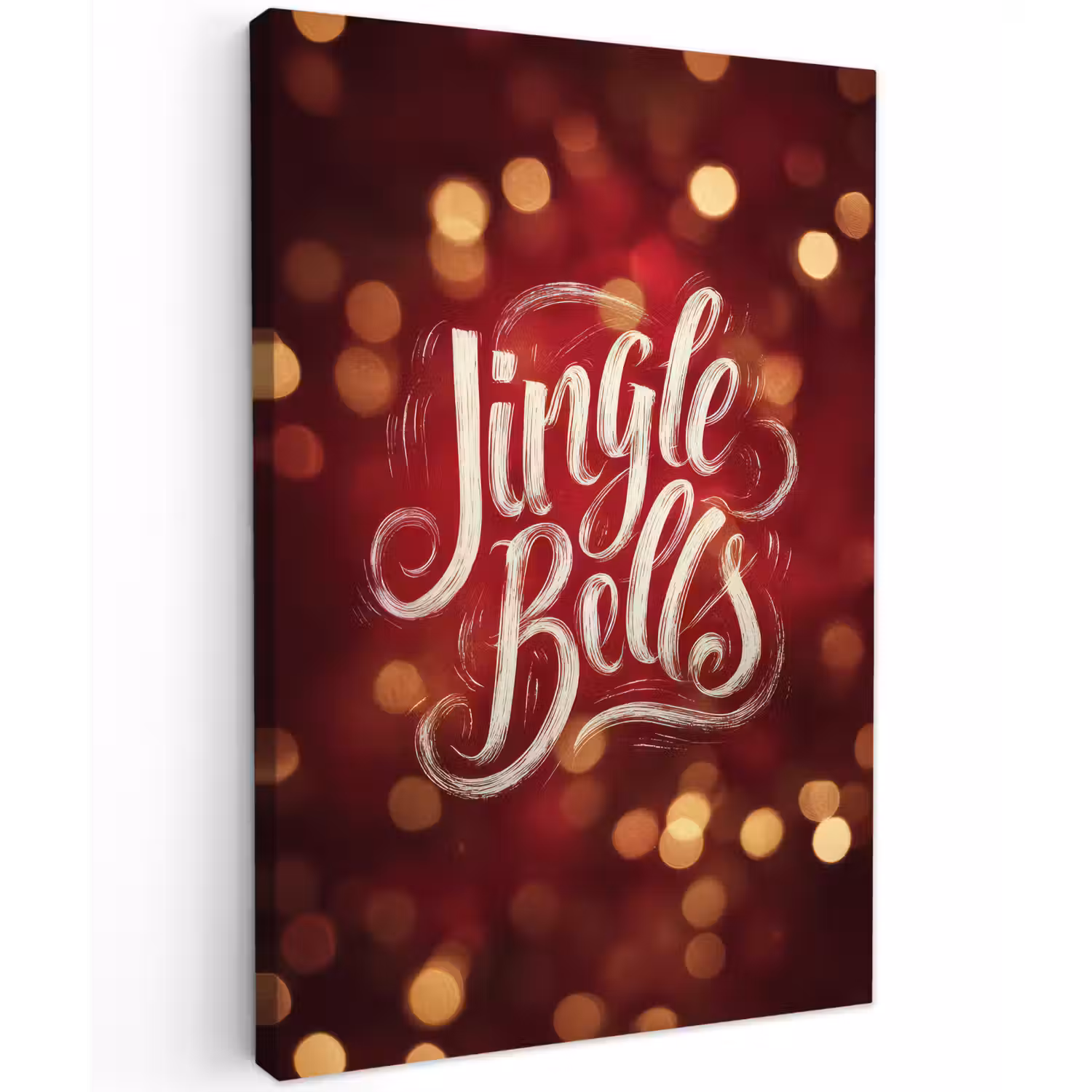 Jingle - Bells - Kerst - Rood Tuinposter op houten frame 2 cm dik klein -3d