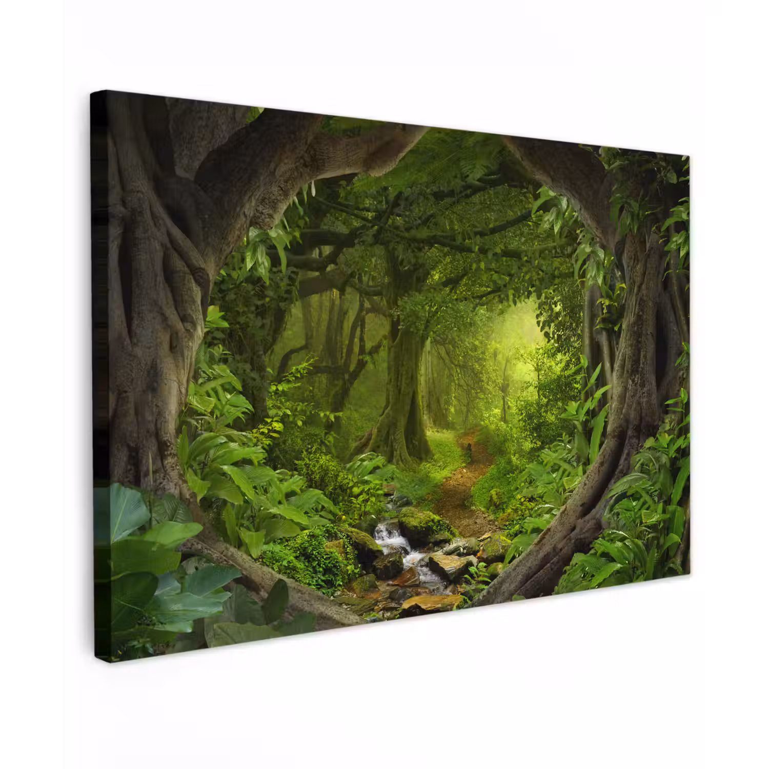 Jungle - Groen - Natuur - Tropisch - Planten Tuinposter op houten frame 2 cm dik klein -3d