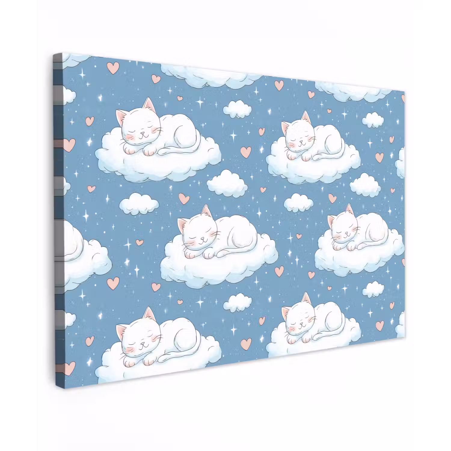 Kitten - Wolken - Blauw Tuinposter op houten frame 2 cm dik klein 845 -3d