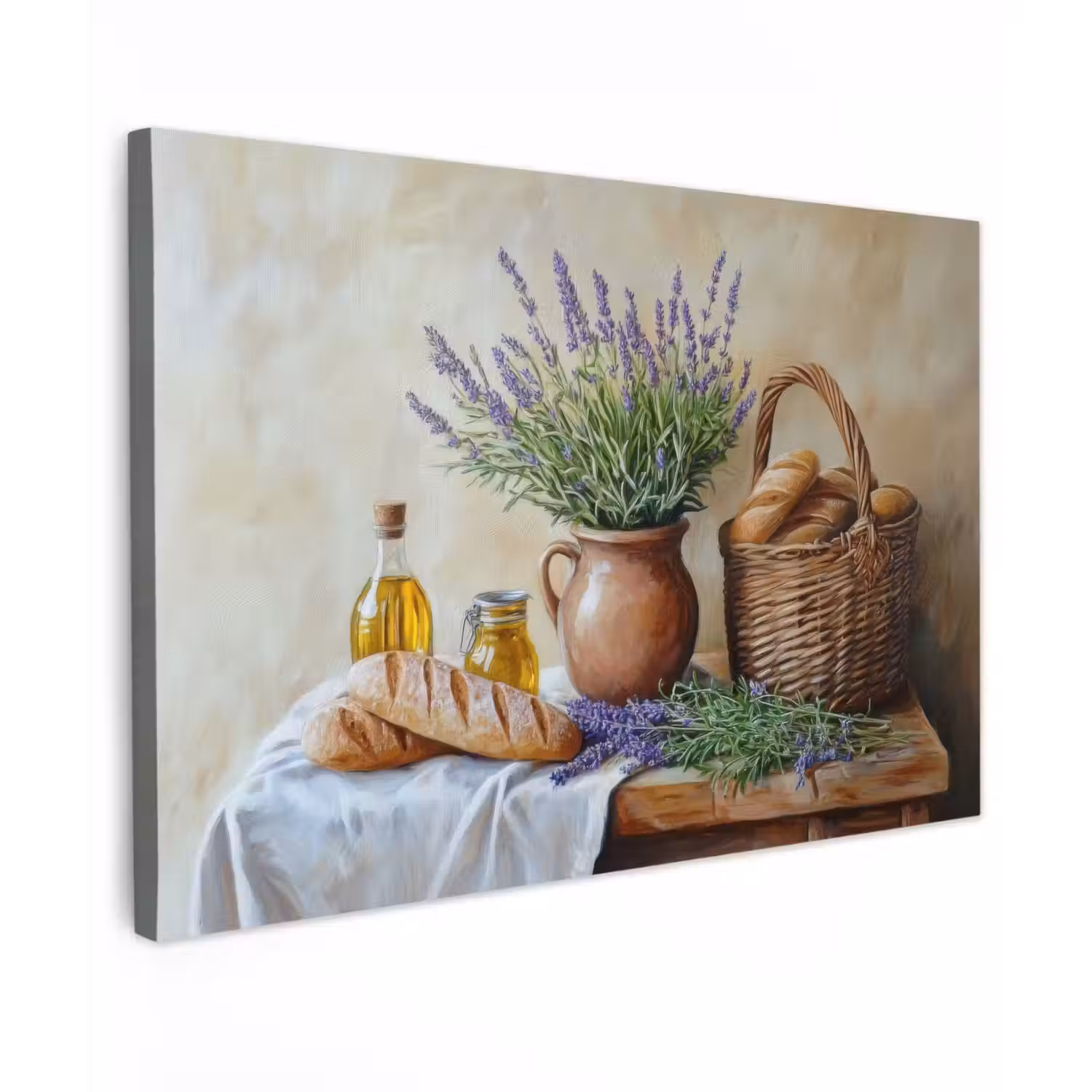 Lavendel - Brood - Stilleven Tuinposter op houten frame 2 cm dik klein -3d