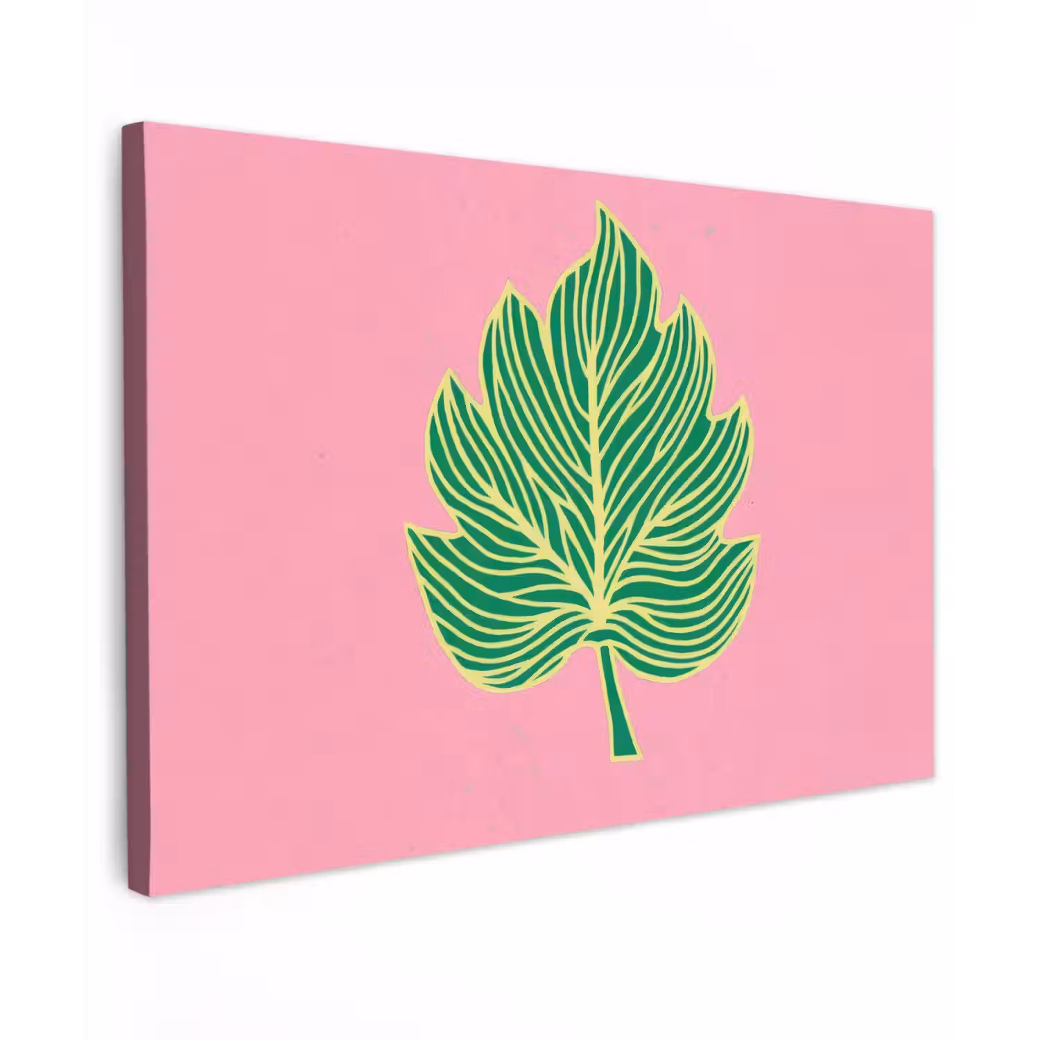 Blad - Groen - Illustratie - Minimalistisch Tuinposter op houten frame 2 cm dik klein -3d