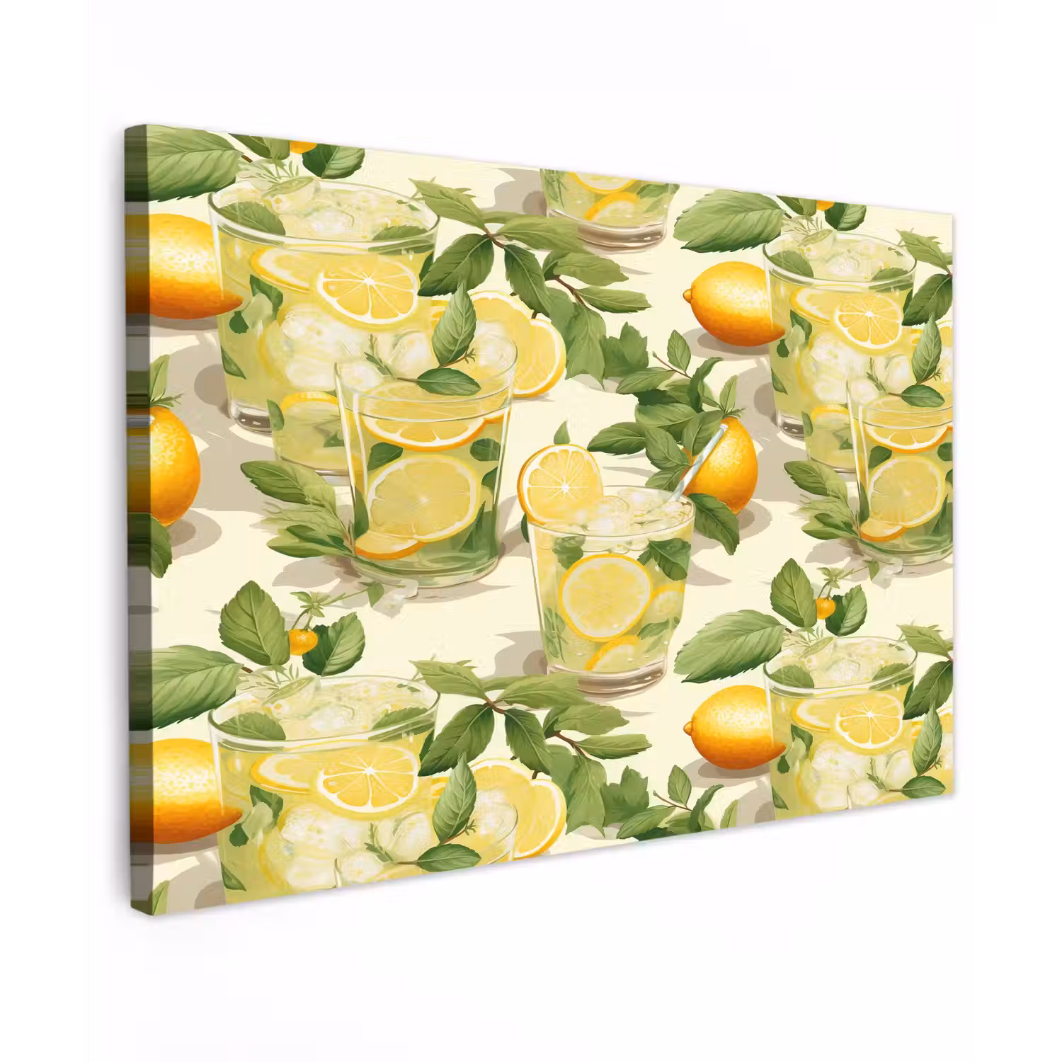 Citroen - Drankje - Glas - Munt Tuinposter op houten frame 2 cm dik klein 845 -3d