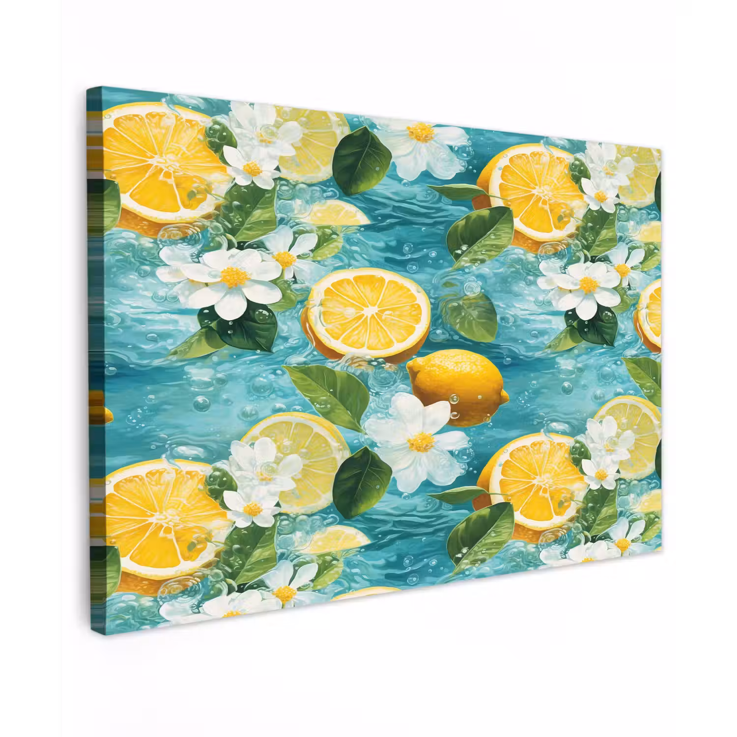 Citroen - Bloemen - Bruisend - Water Tuinposter op houten frame 2 cm dik klein 845 -3d