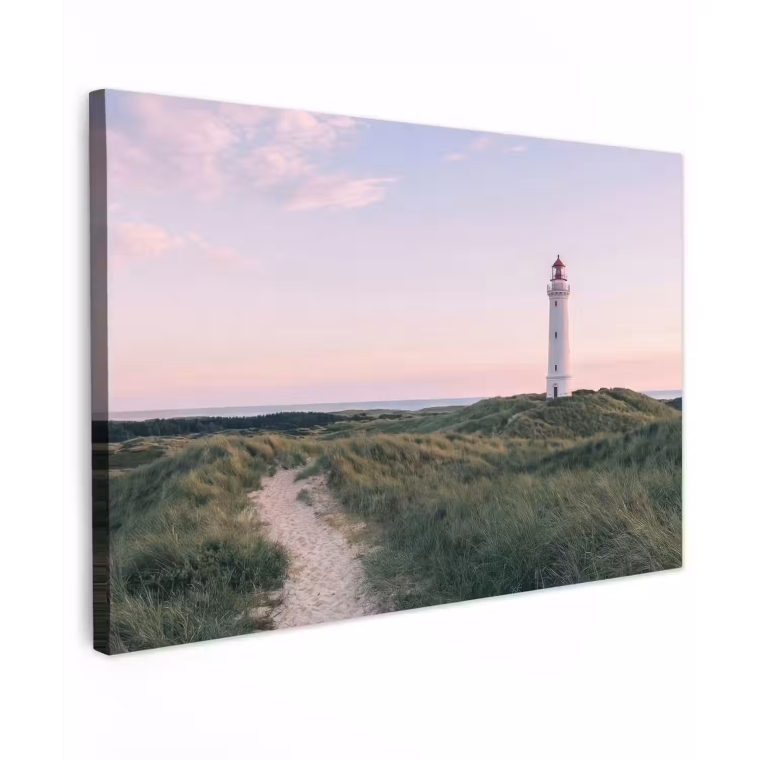 Vuurtoren - Duinlandschap - Zee Tuinposter op houten frame 2 cm dik klein -3d