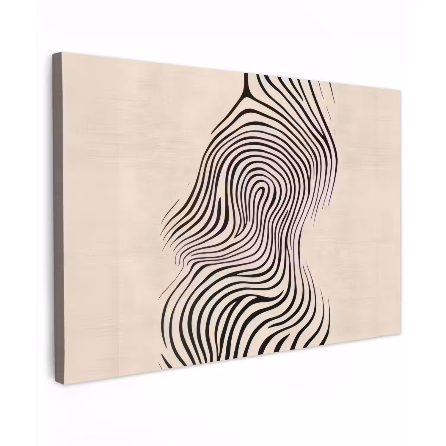 Lijnen - Abstract - Golvend - Zwart Tuinposter op houten frame 2 cm dik klein -3d