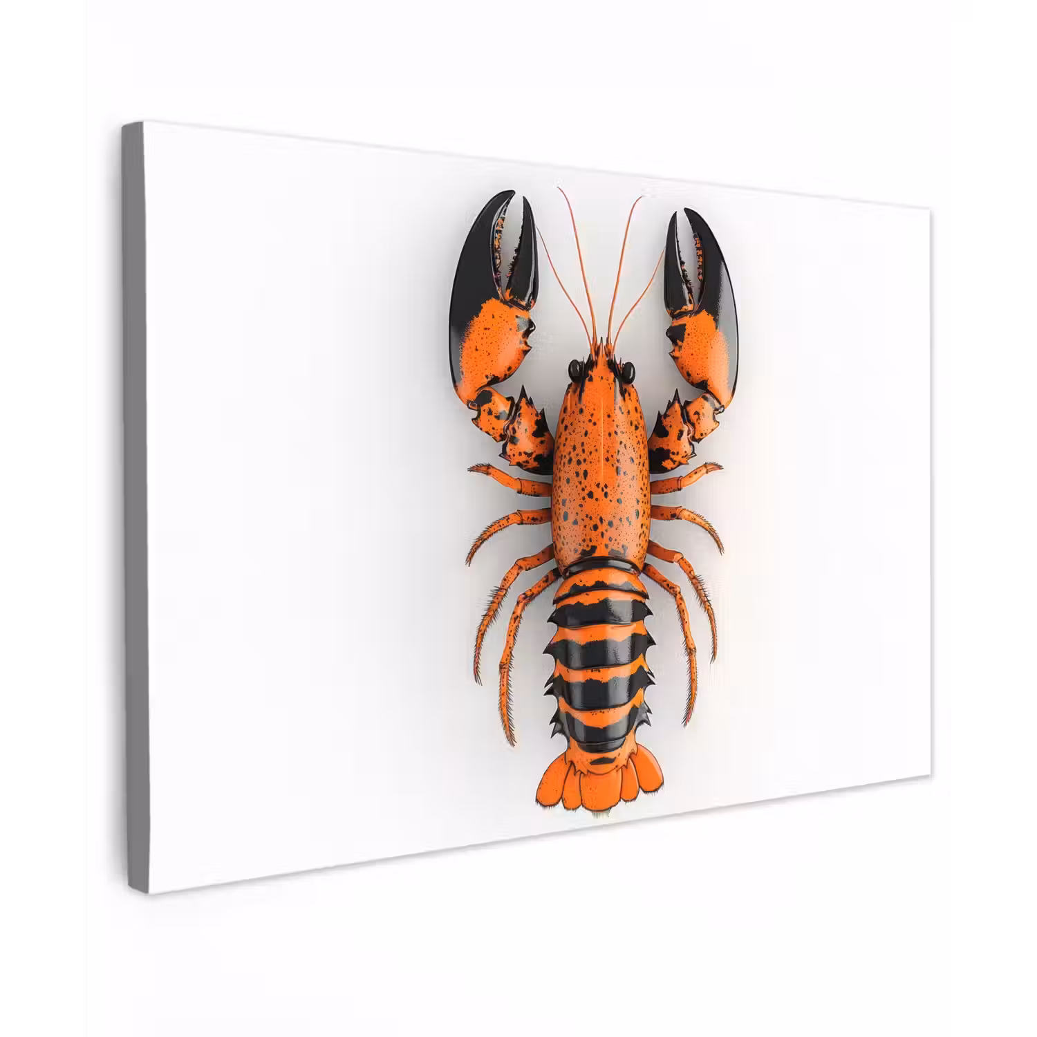 Kreeft - Zwart - Oranje - Wit - Uniek Tuinposter op houten frame 2 cm dik klein -3d