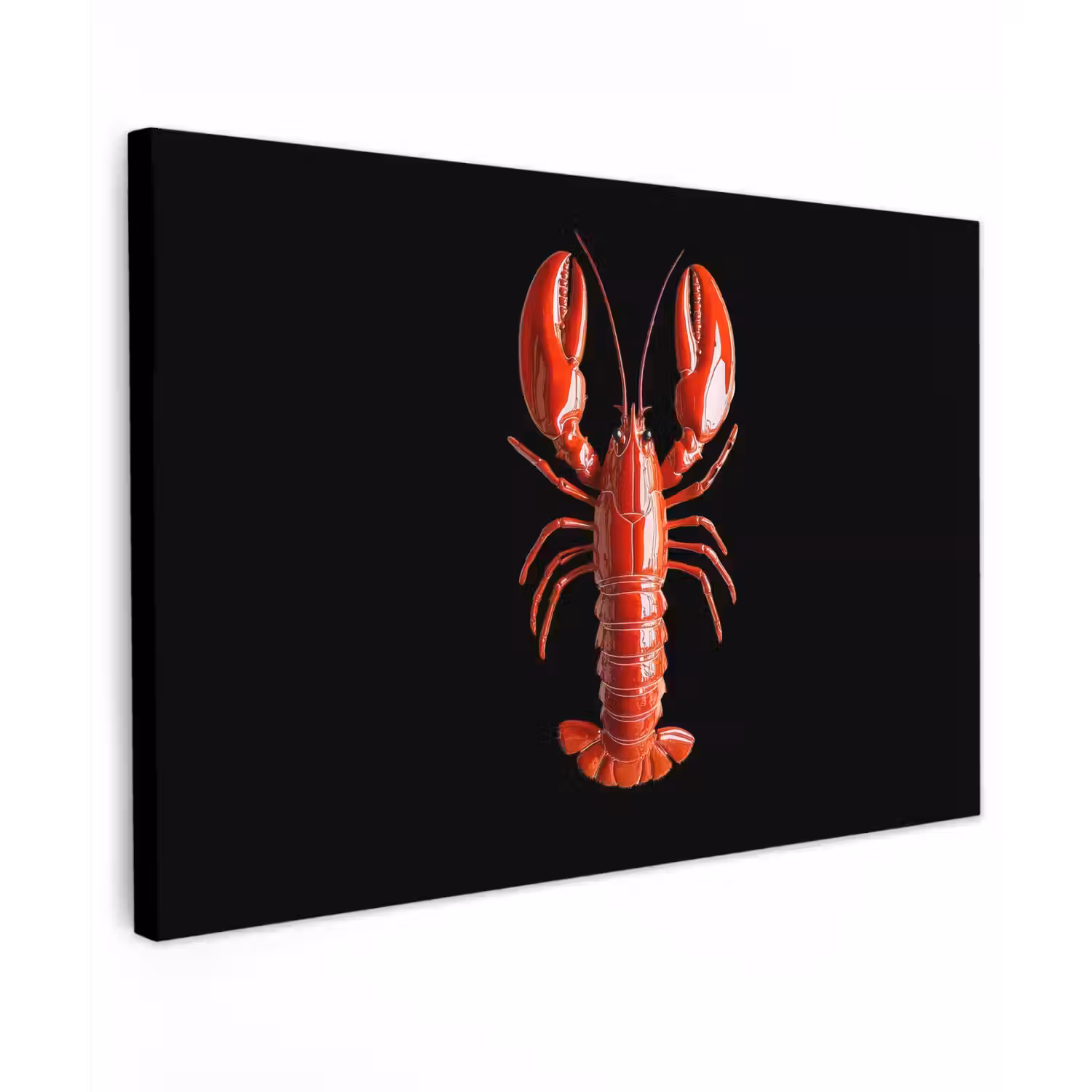 Kreeft - Glossier Rood - Zwart Tuinposter op houten frame 2 cm dik klein -3d