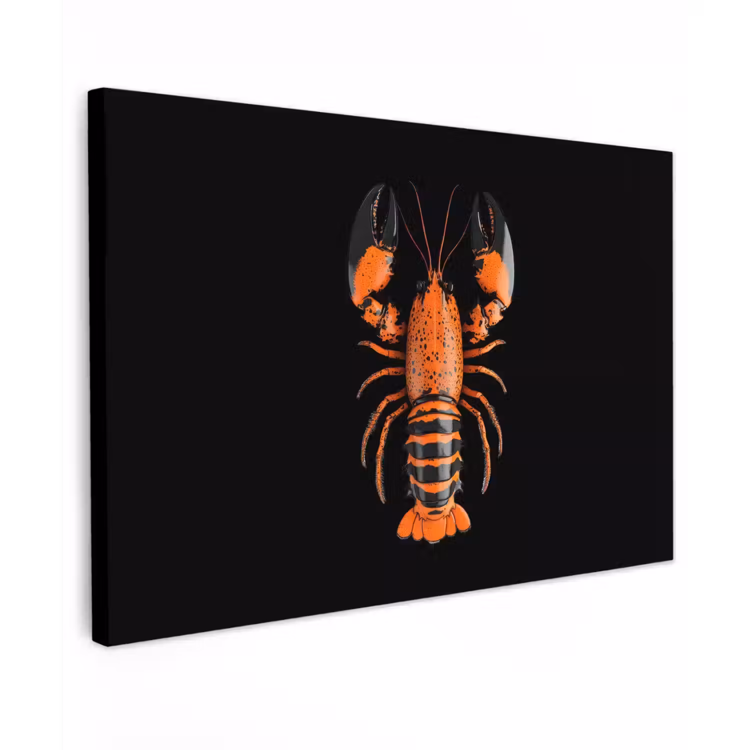 Kreeft - Oranje - Zwart - Modern Tuinposter op houten frame 2 cm dik klein -3d