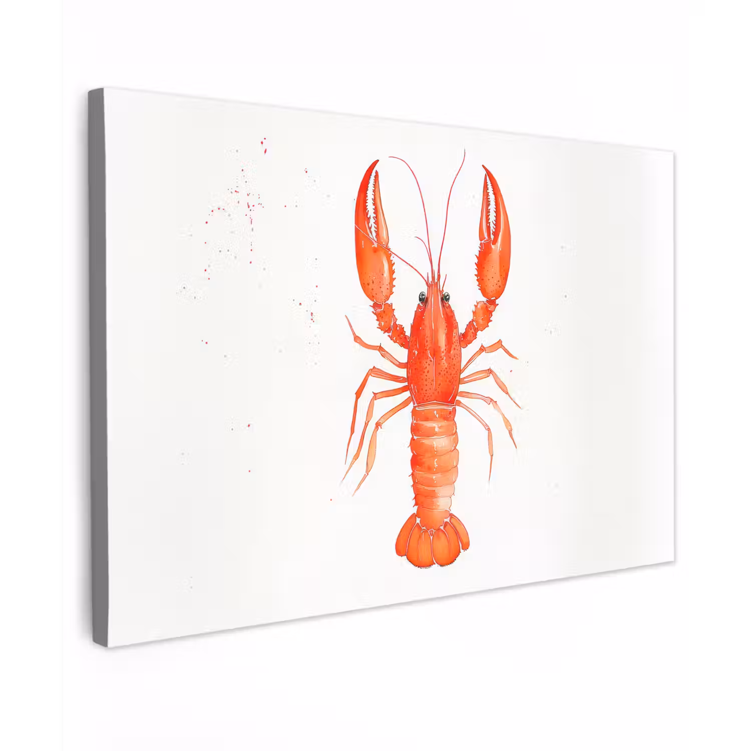 Kreeft - Waterverf - Aquarel - Oranje Tuinposter op houten frame 2 cm dik klein -3d