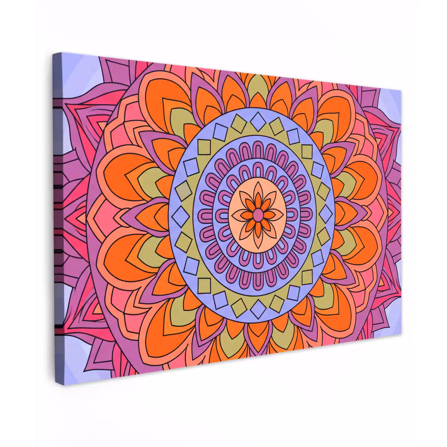 Mandala - Cirkel - Abstract - Kleurrijk - Patroon Tuinposter op houten frame 2 cm dik klein -3d
