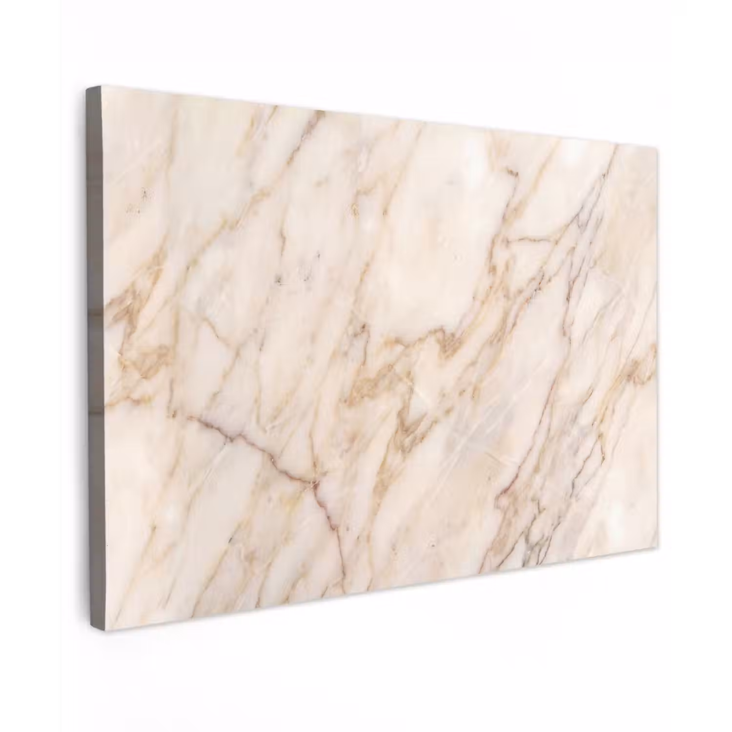 Marmer - Ader - Abstract - Wit - Goud Tuinposter op houten frame 2 cm dik klein -3d