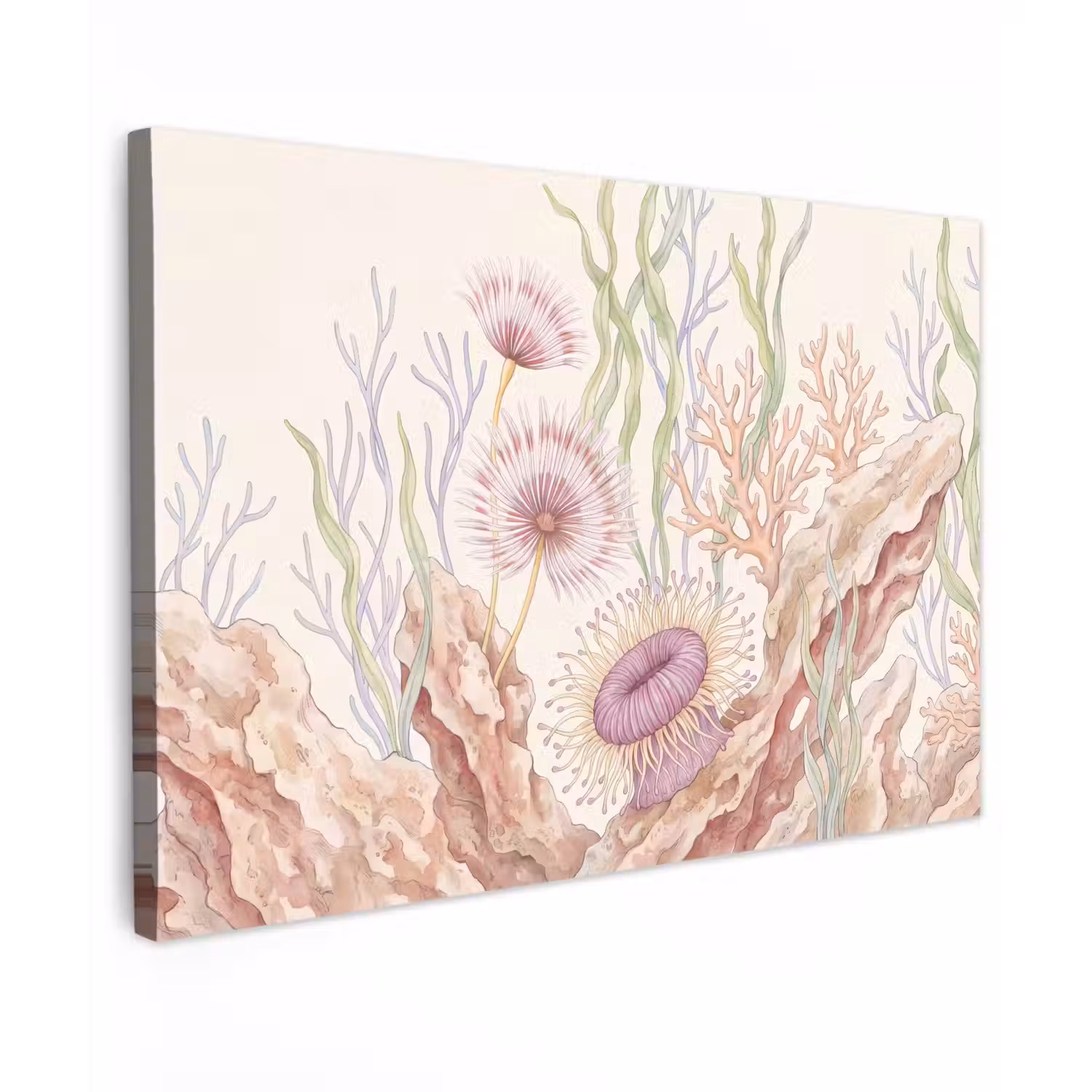 Zeeleven - Koraal - Onderwater - Illustratie - Kleurrijk Tuinposter op houten frame 2 cm dik klein -3d