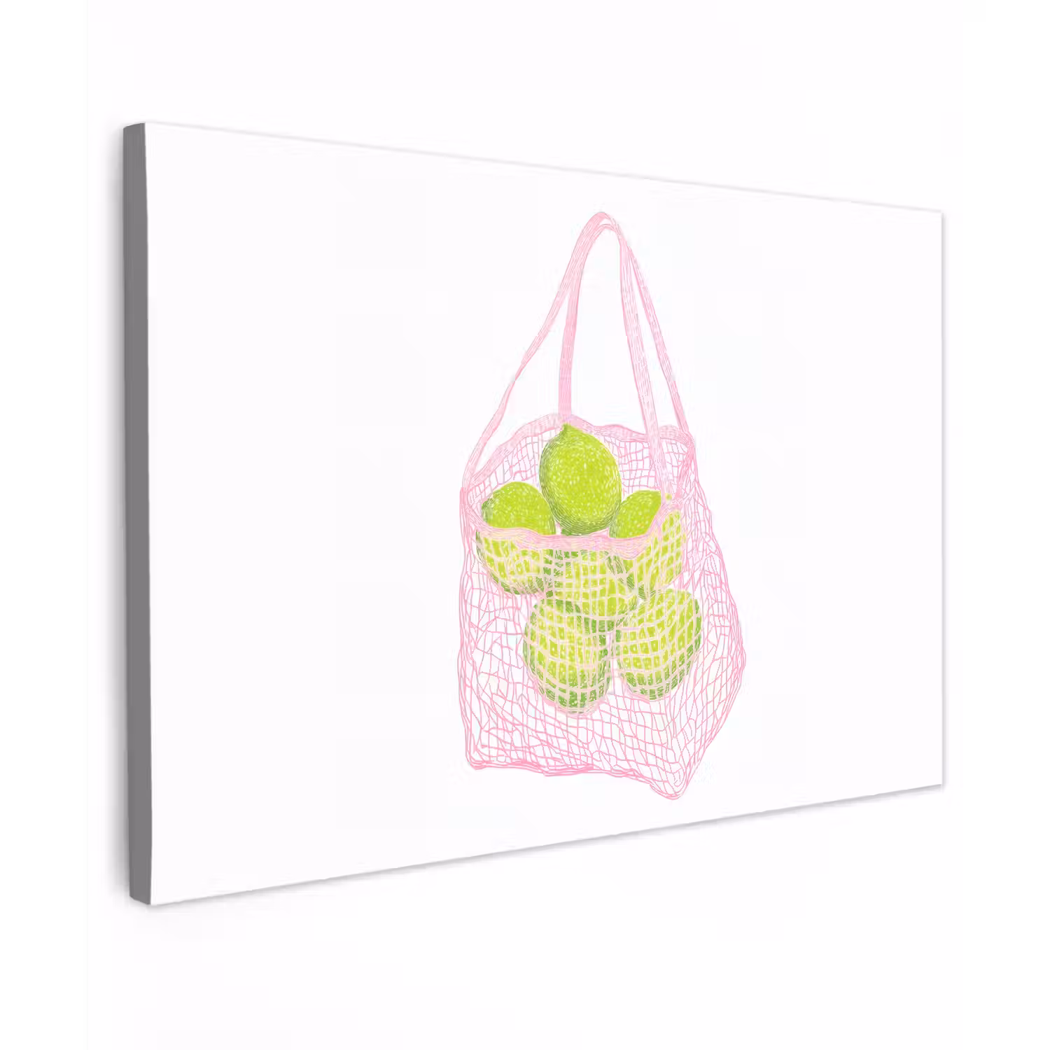 Netzakje - Roze - Illustratie - Limoenen Tuinposter op houten frame 2 cm dik klein -3d
