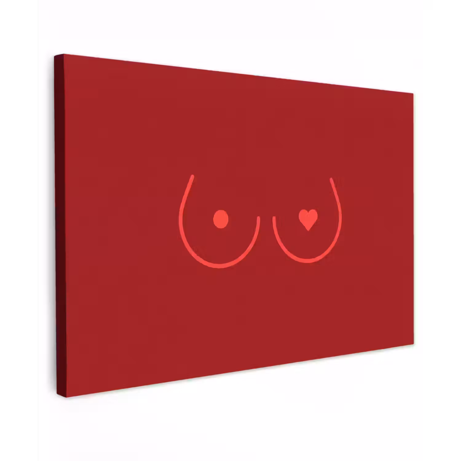 Minimalistisch - Lijnillustratie - Rood Tuinposter op houten frame 2 cm dik klein -3d
