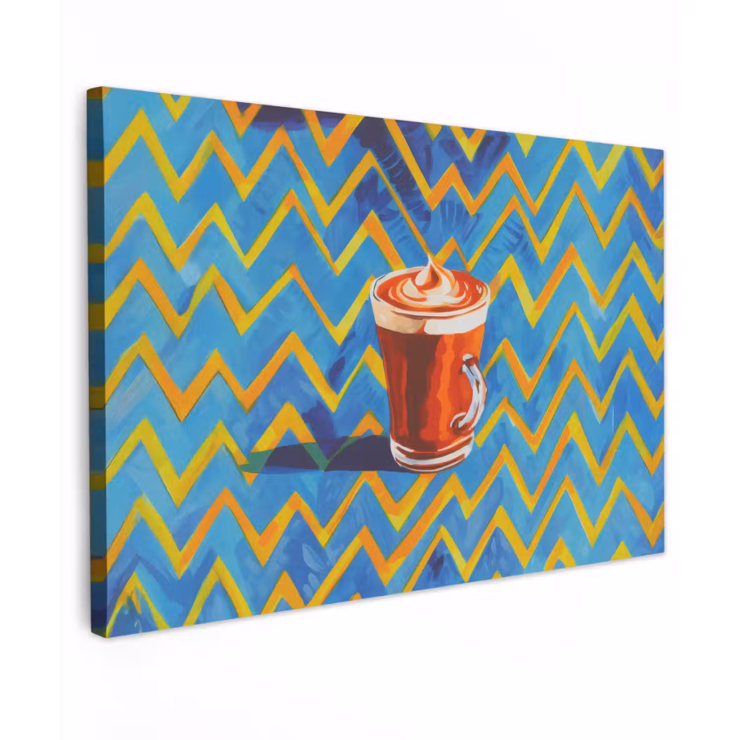 Mok - Koffie - Zigzag - Slagroom Tuinposter op houten frame 2 cm dik klein -3d