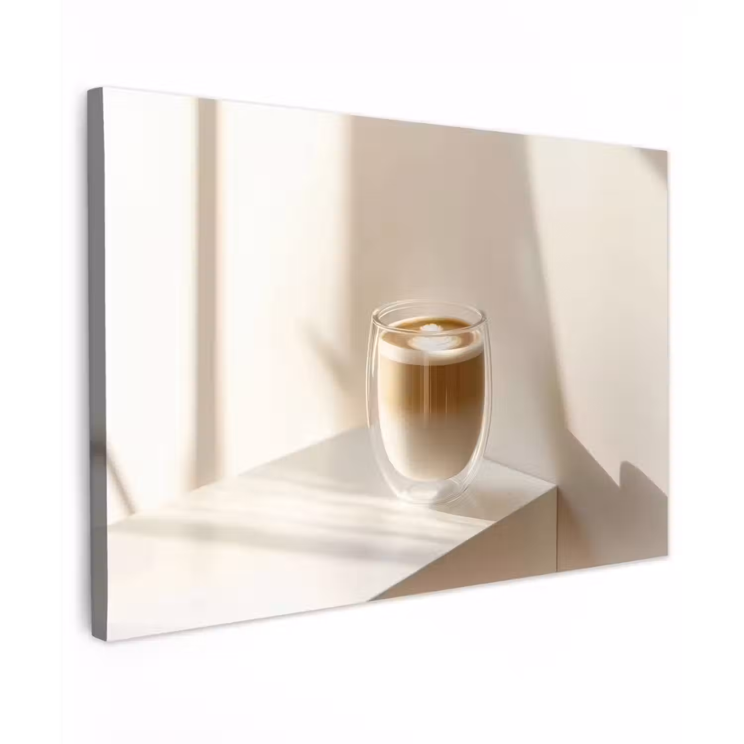 Mok - Latte - Minimalistisch - Schaduw Tuinposter op houten frame 2 cm dik klein -3d