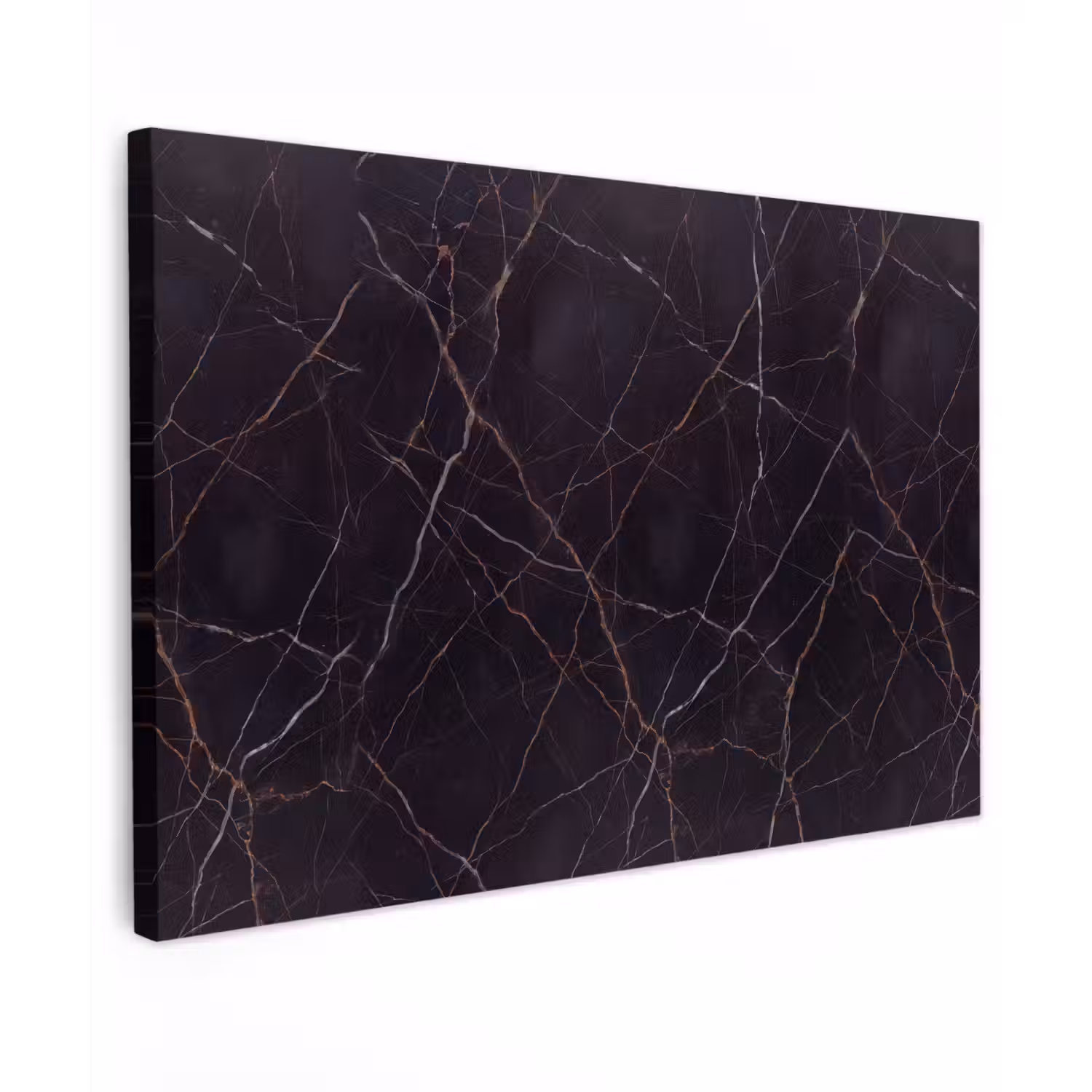 Natuursteen - Marmerpatroon - Abstract - Modern - Zwart - Goud Tuinposter op houten frame 2 cm dik klein -3d