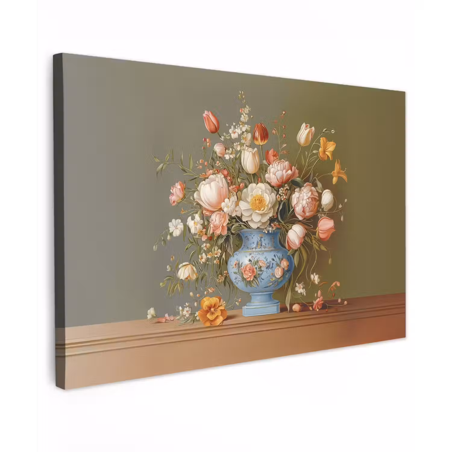 Neutral - Bloemen - Boeket - Vaas Tuinposter op houten frame 2 cm dik klein -3d