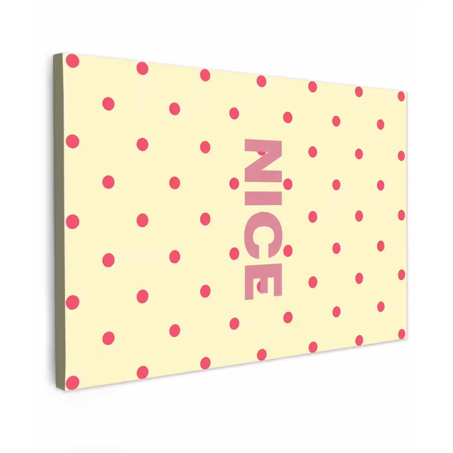 Nice - Stippen - Roze - Geel Tuinposter op houten frame 2 cm dik klein -3d
