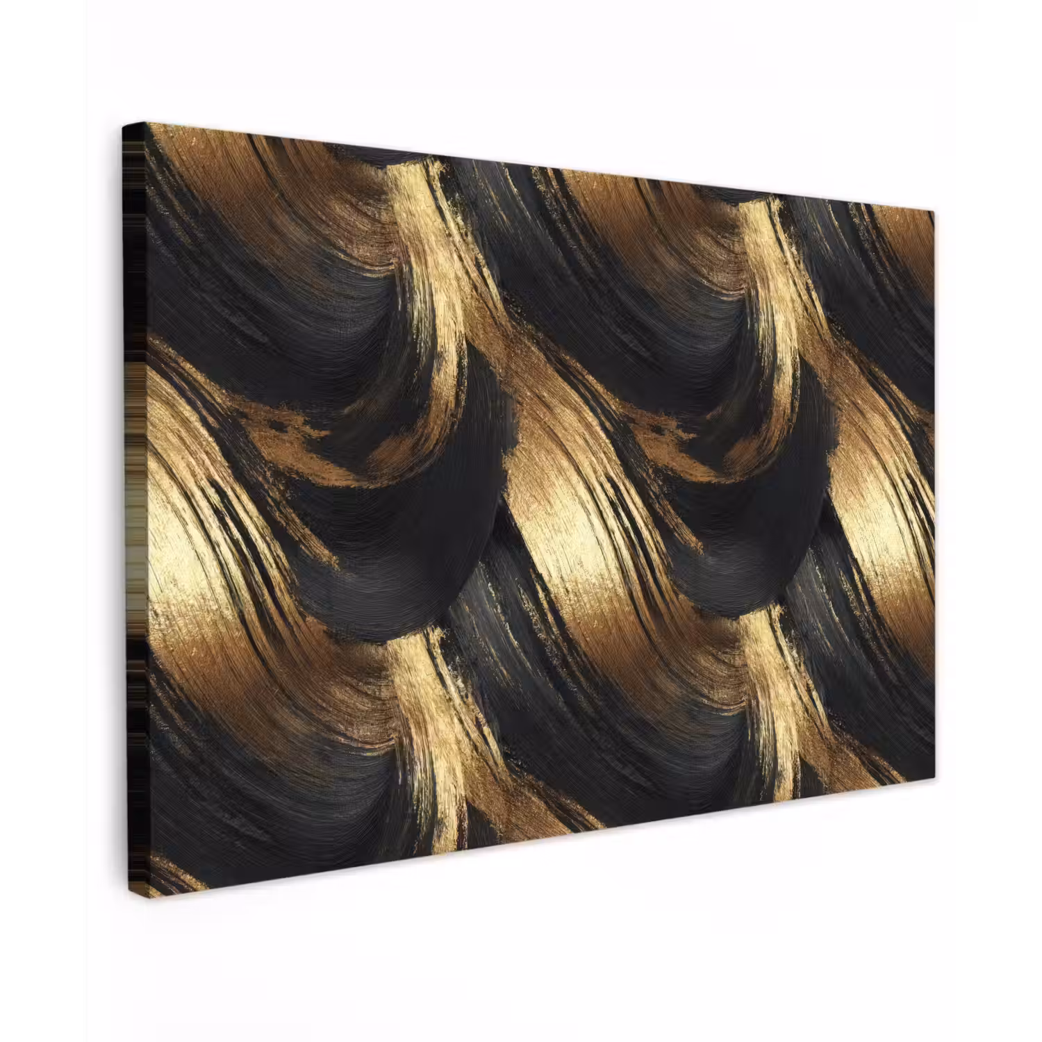 Verfstreken - Abstract - Goud - Zwart Tuinposter op houten frame 2 cm dik klein 845 -3d
