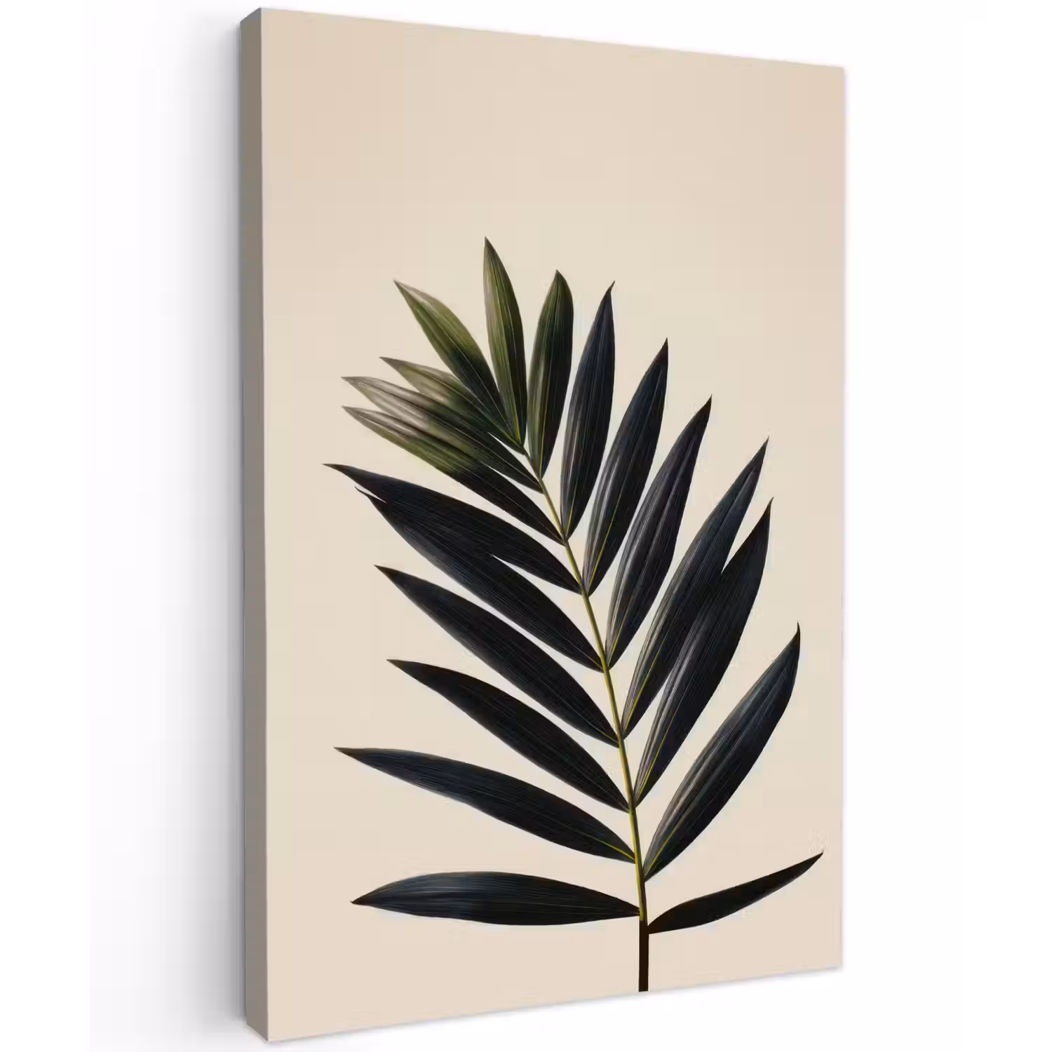 Palmblad - Donkere bladen - Subtiel Tuinposter op houten frame 2 cm dik klein -3d