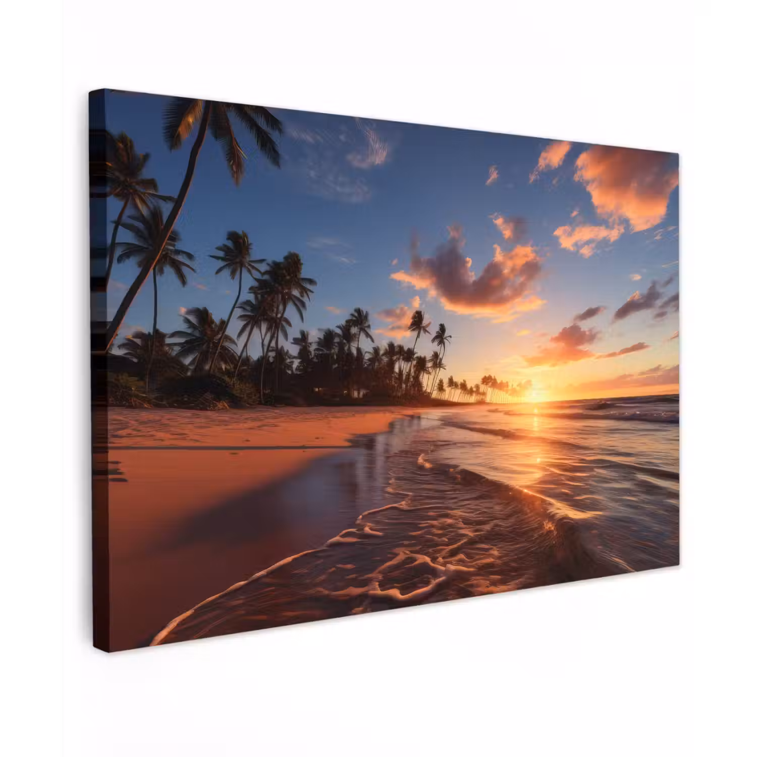 Palmbomen bij Zonsondergang Tuinposter op houten frame 2 cm dik klein -3d