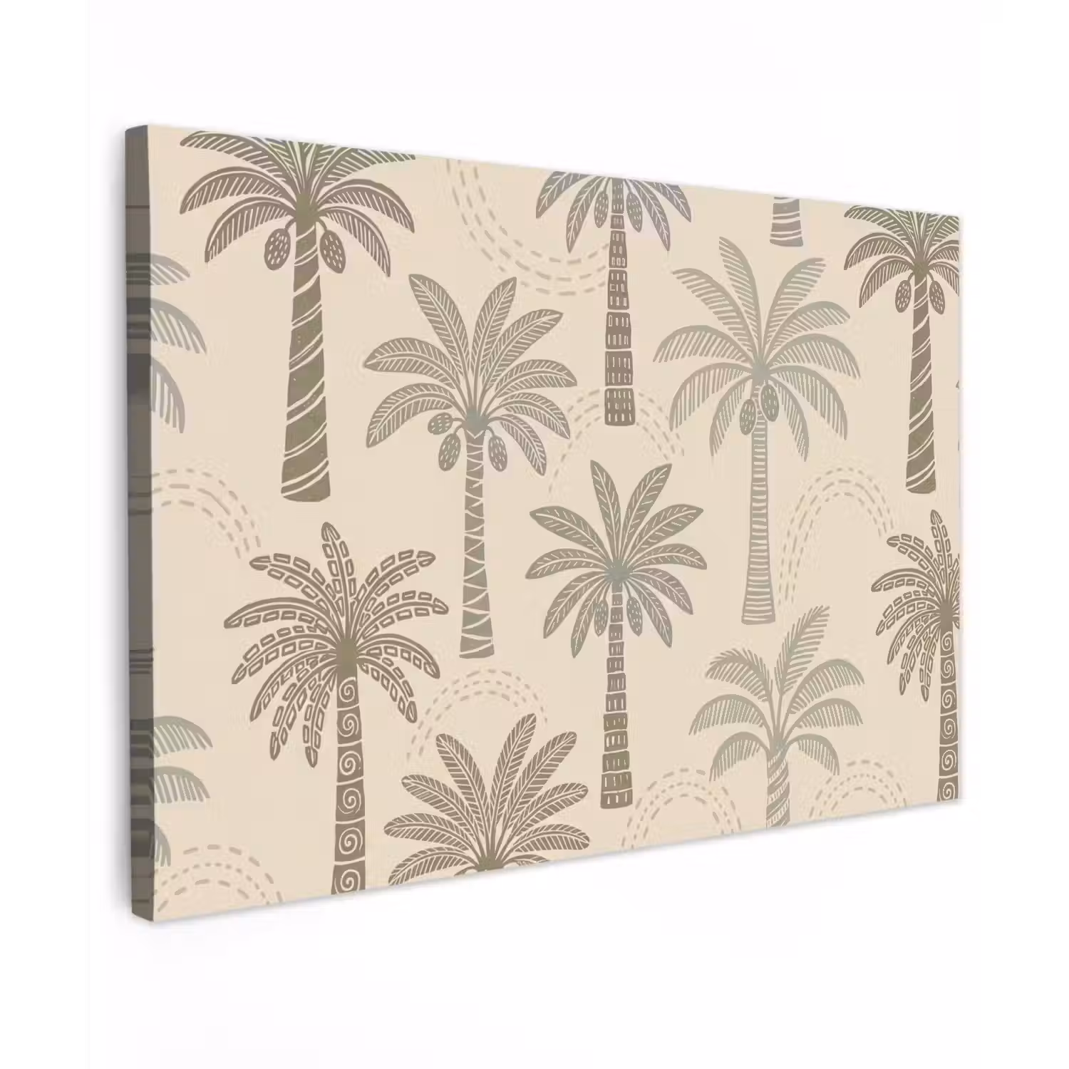 Palmbomen - Patroon - Tropisch - Beige Tuinposter op houten frame 2 cm dik klein -3d