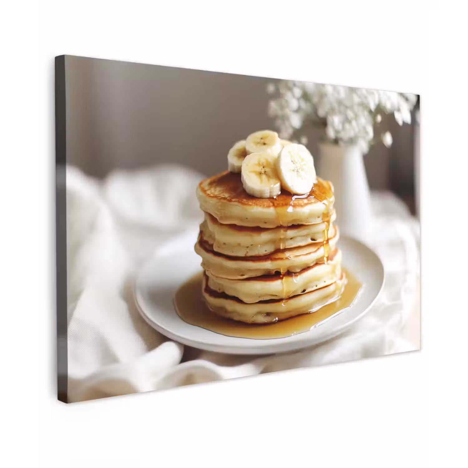 Pannenkoeken - Banaan - Siroop - Wit - Beige Tuinposter op houten frame 2 cm dik klein -3d