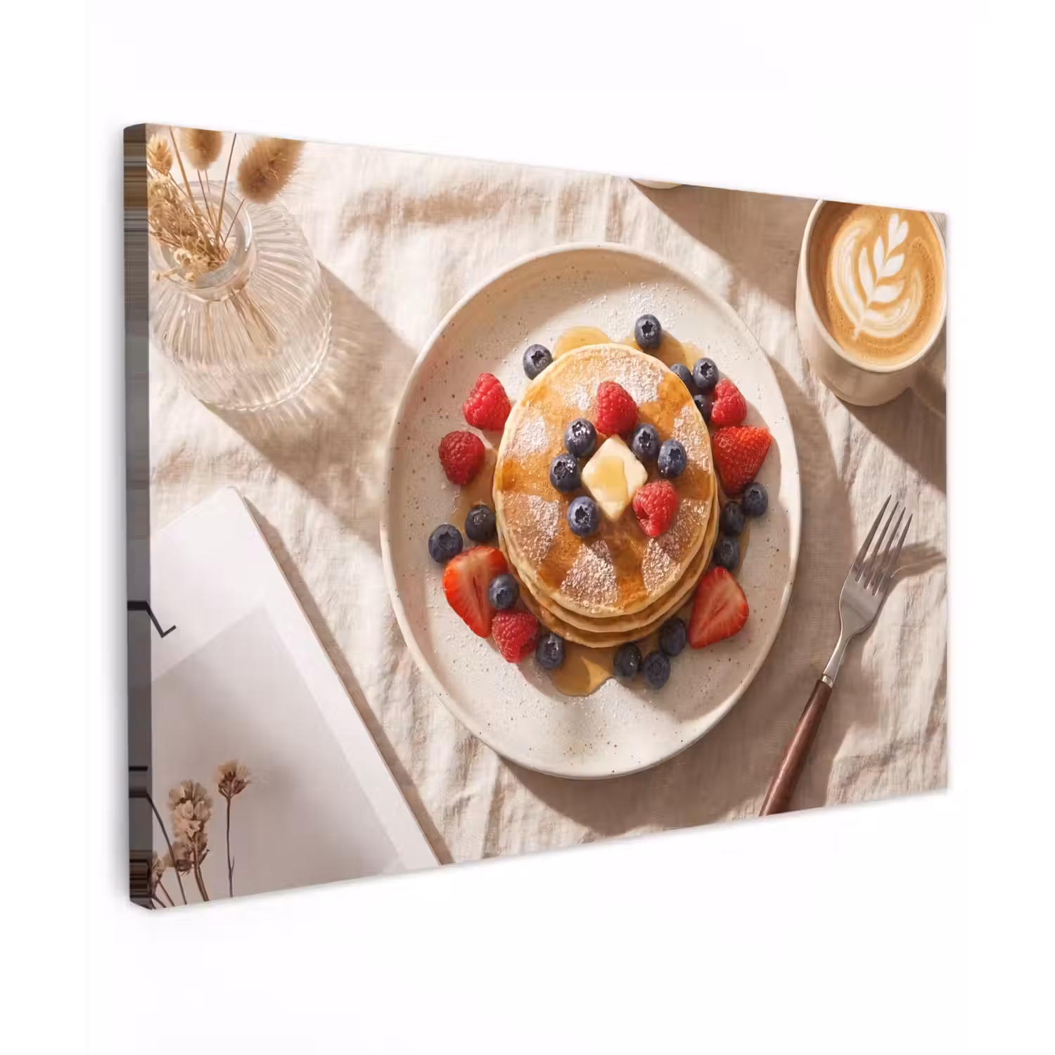 Pannenkoeken - Bessen - Ontbijt - Modern - Beige Tuinposter op houten frame 2 cm dik klein -3d