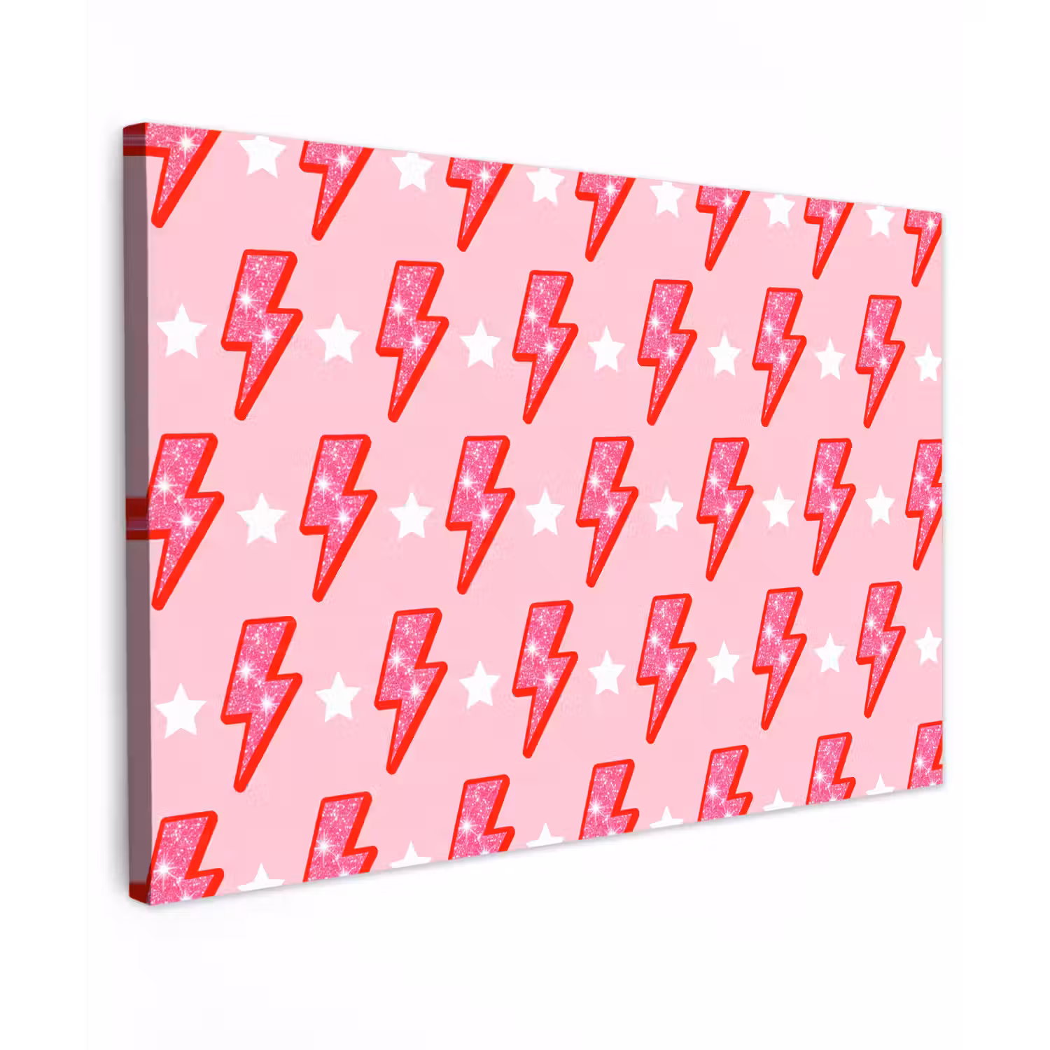 Patroon - Bliksem - Ster - Glitter - Roze Tuinposter op houten frame 2 cm dik klein -3d