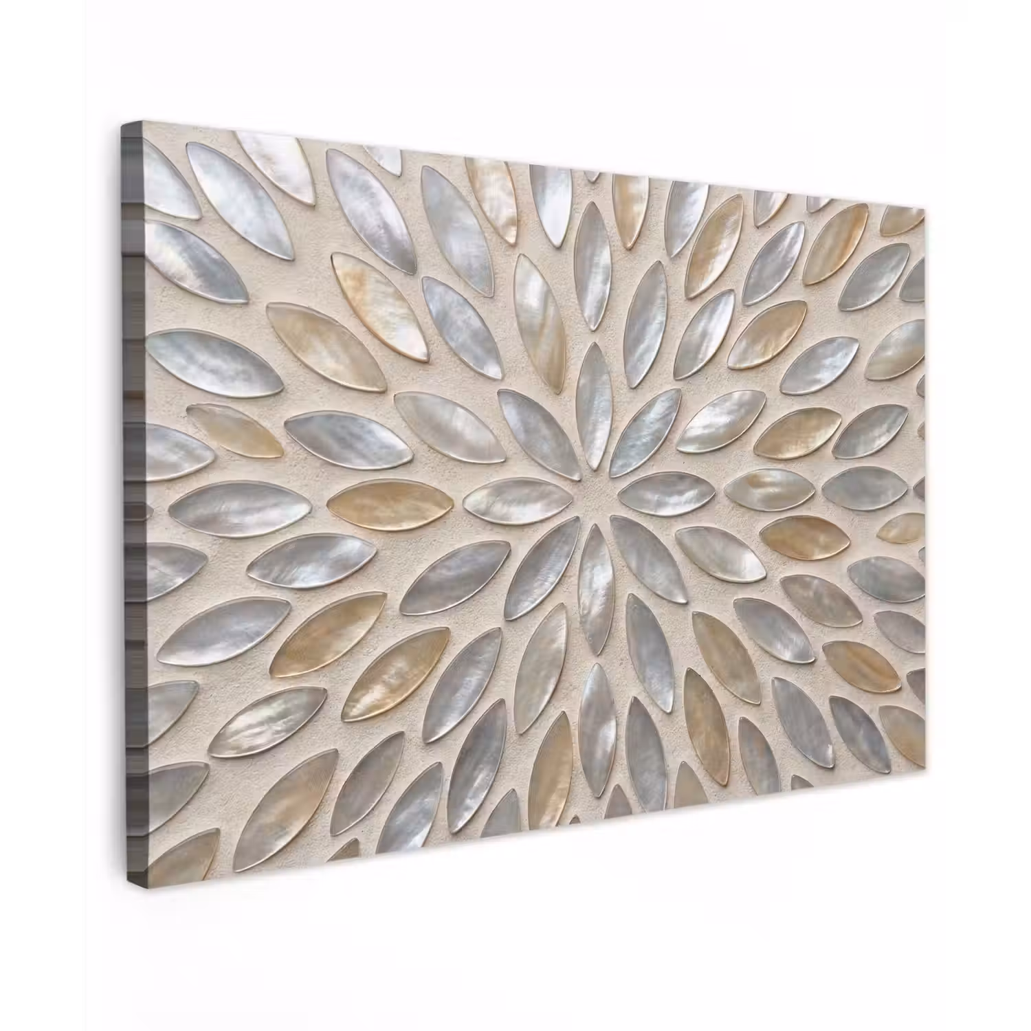 Patroon - Ovaal - Glanzend - Abstract - Beige Tuinposter op houten frame 2 cm dik klein -3d
