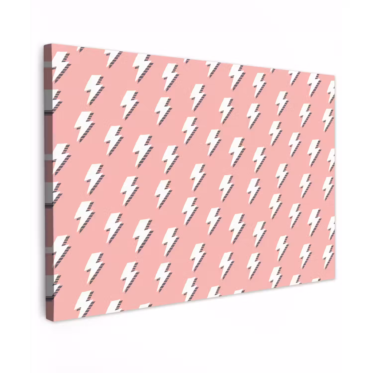 Patroon - Wit - Bliksem - Roze Tuinposter op houten frame 2 cm dik klein 845 -3d