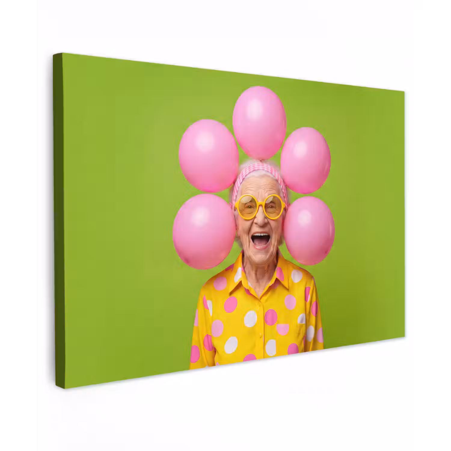 Mens - Ballonnen - Feest - Kleurrijk - Roze Tuinposter op houten frame 2 cm dik klein -3d