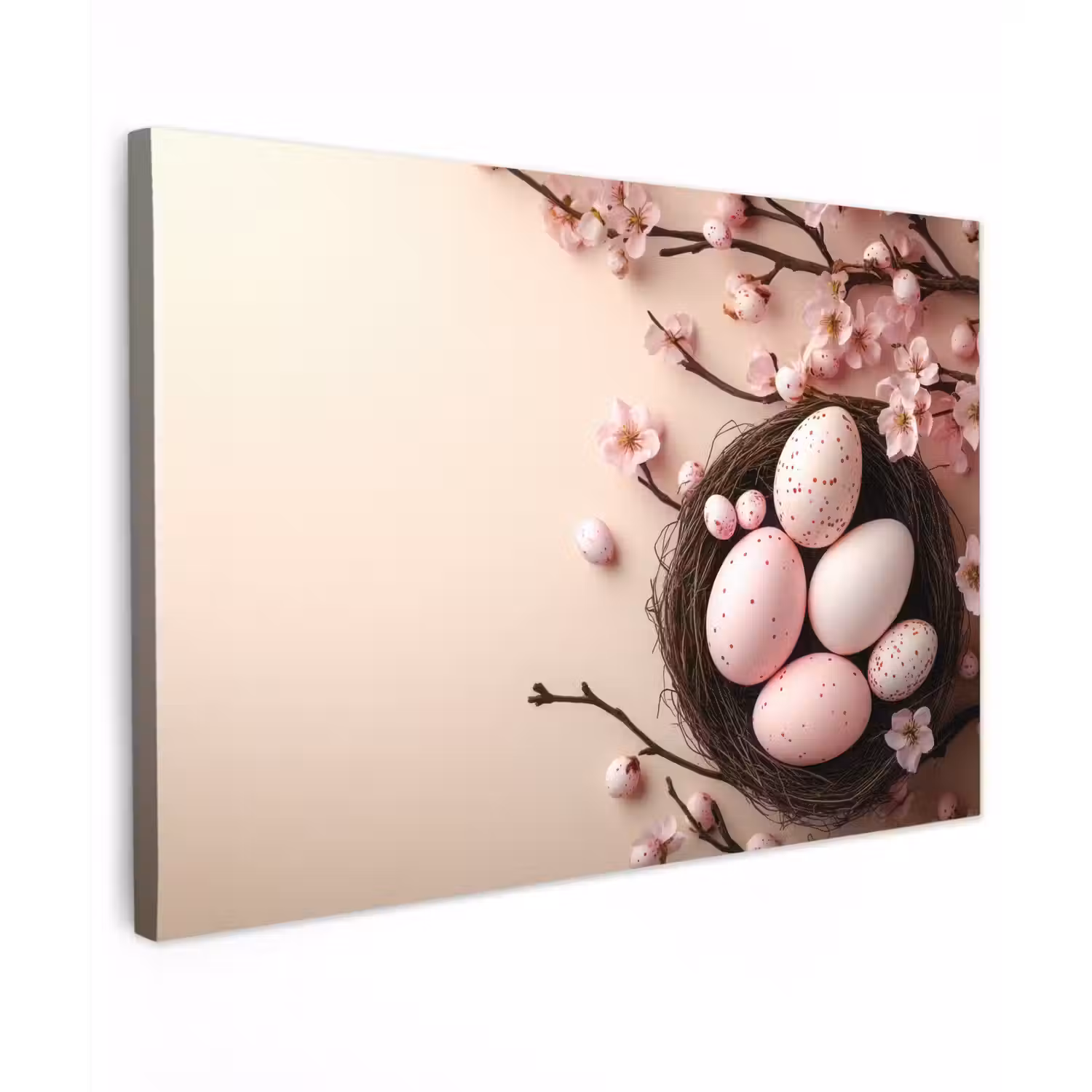 Roze - Bloesems - Eieren Tuinposter op houten frame 2 cm dik klein -3d