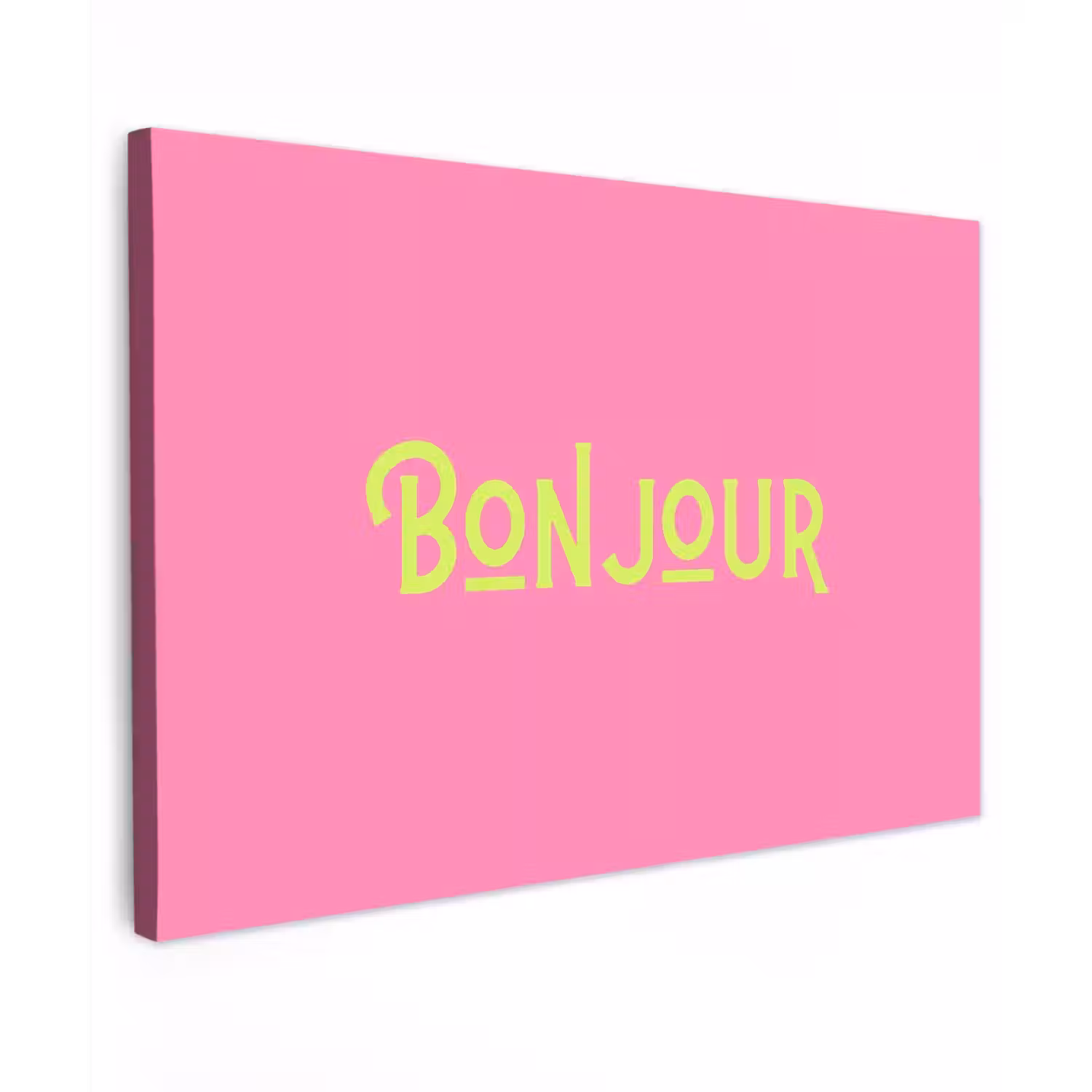 Roze - Groene Bonjour - art-deco Tuinposter op houten frame 2 cm dik klein -3d