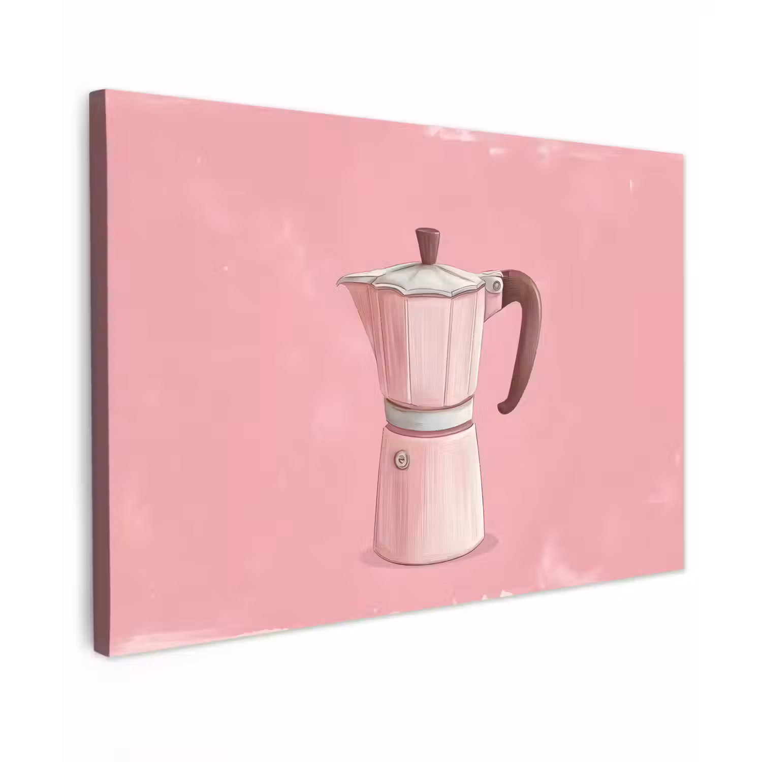 Roze - Mokkapot - Illustratie - Koffie Tuinposter op houten frame 2 cm dik klein -3d